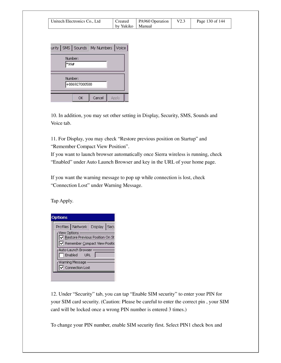 Unitech PA960 operation manual By Yukiko Manual V2.3 130 