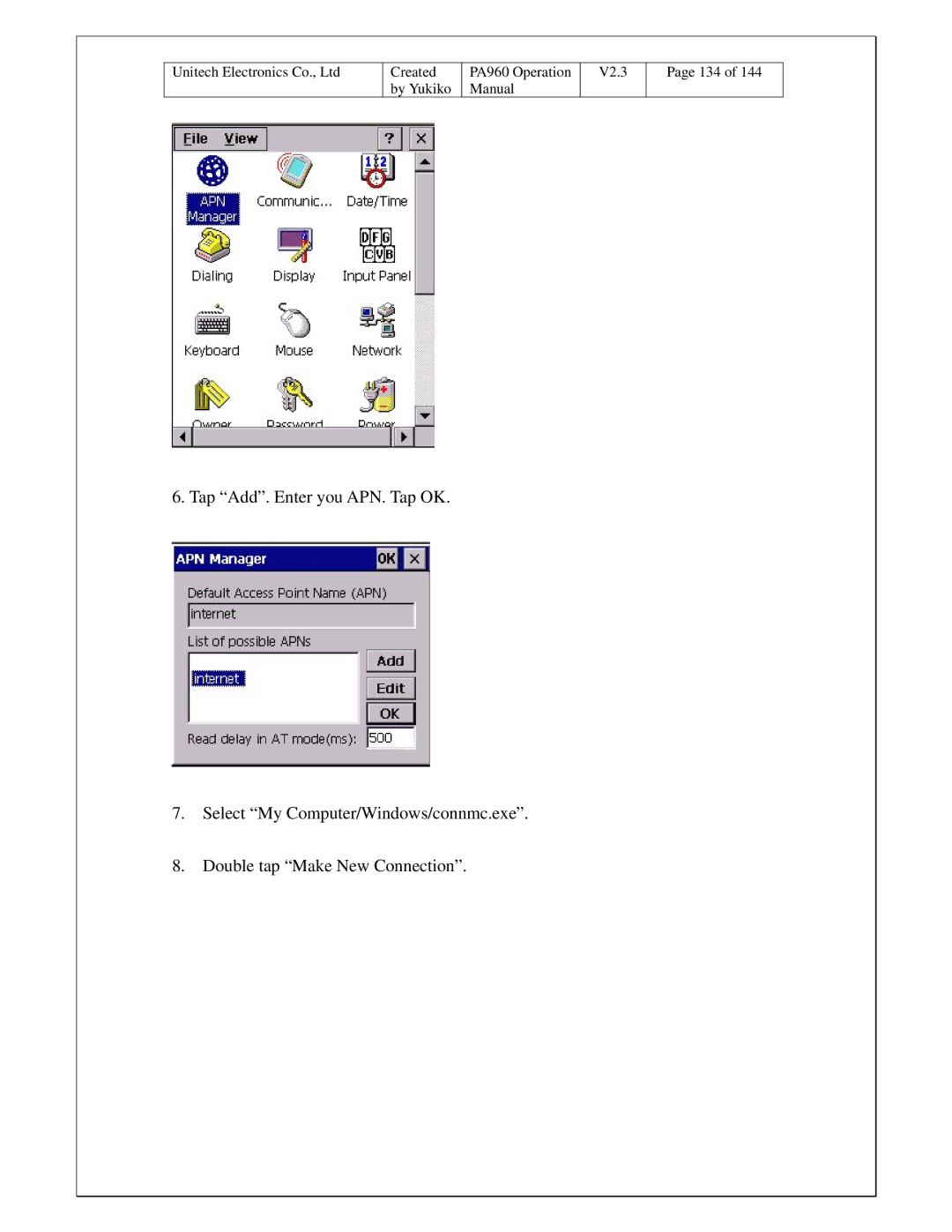 Unitech PA960 operation manual By Yukiko Manual V2.3 134 