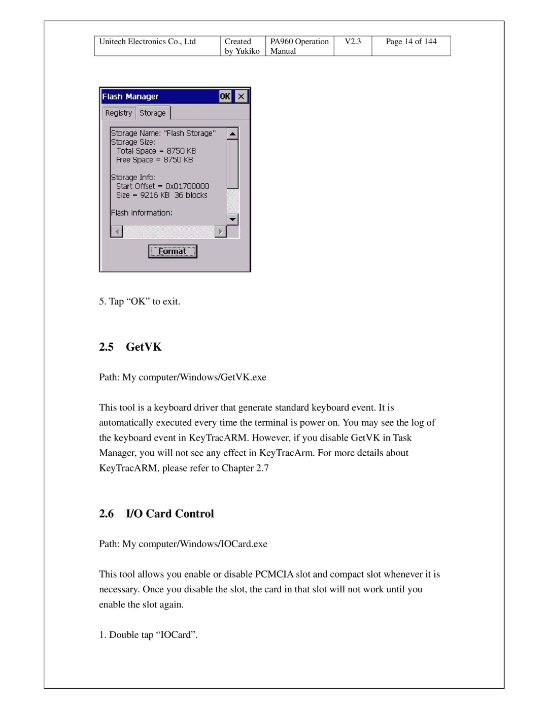 Unitech PA960 operation manual GetVK, I/O Card Control 