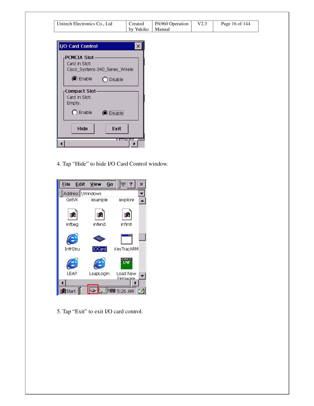 Unitech PA960 operation manual Created 