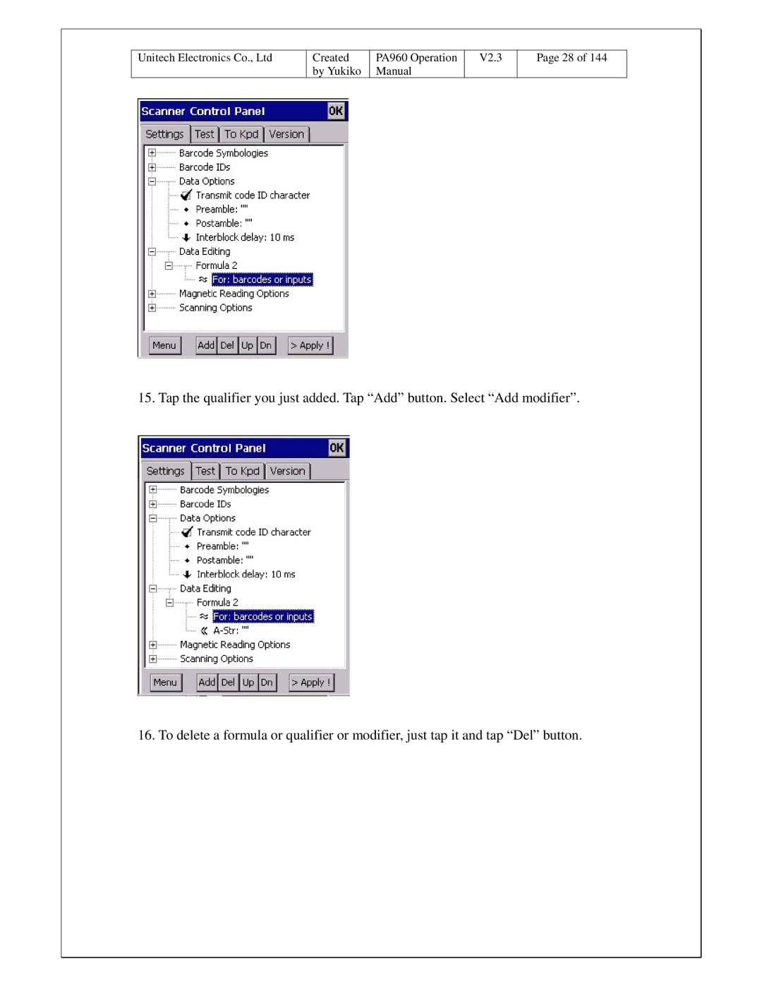 Unitech PA960 operation manual Created 