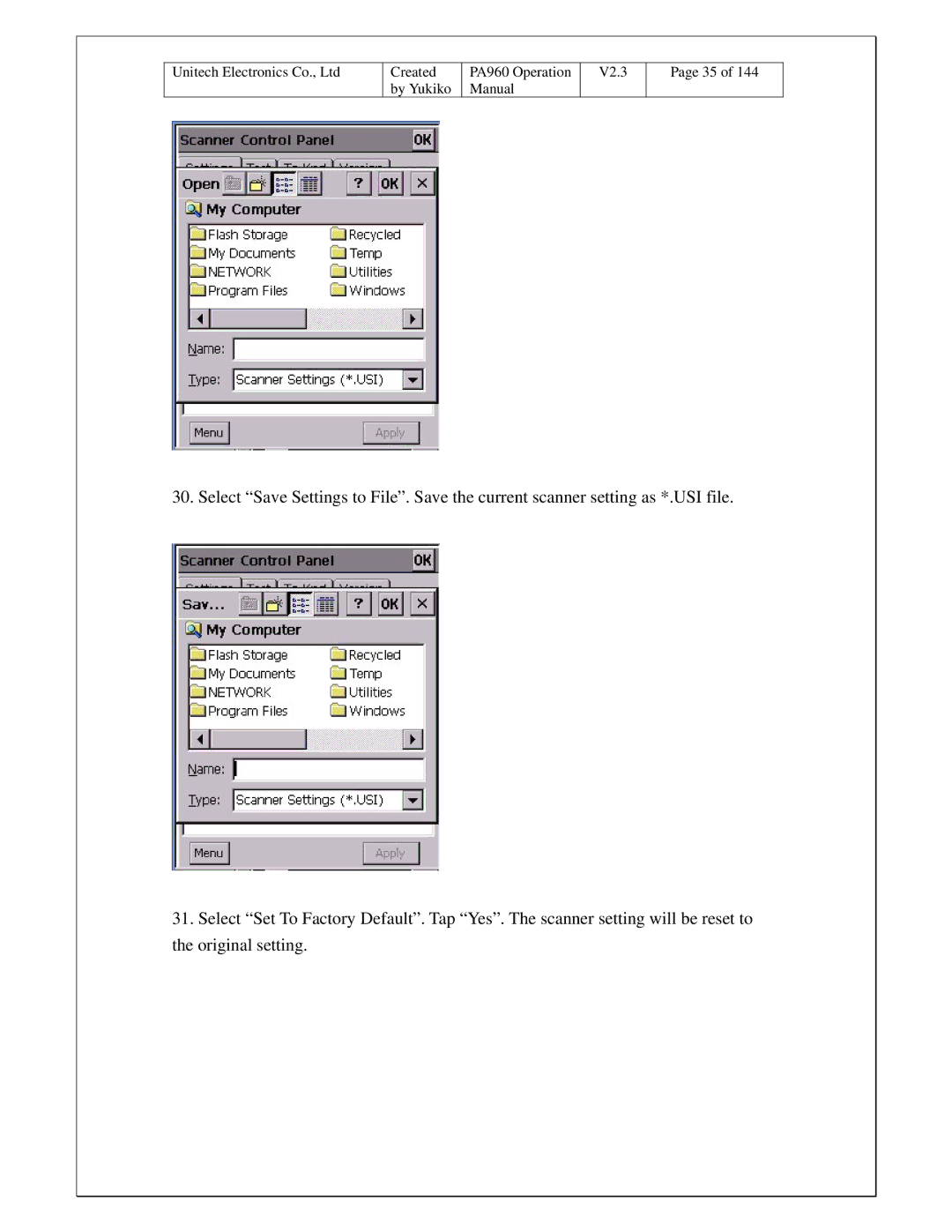 Unitech PA960 operation manual Created 