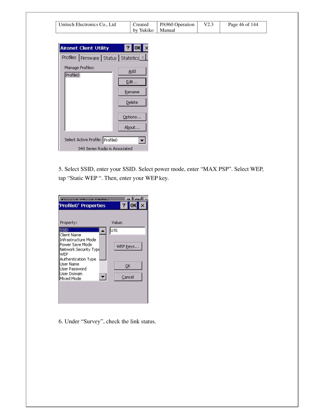 Unitech PA960 operation manual Created 