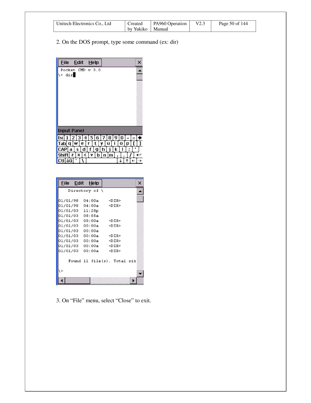 Unitech operation manual Created PA960 Operation V2.3 By Yukiko Manual 