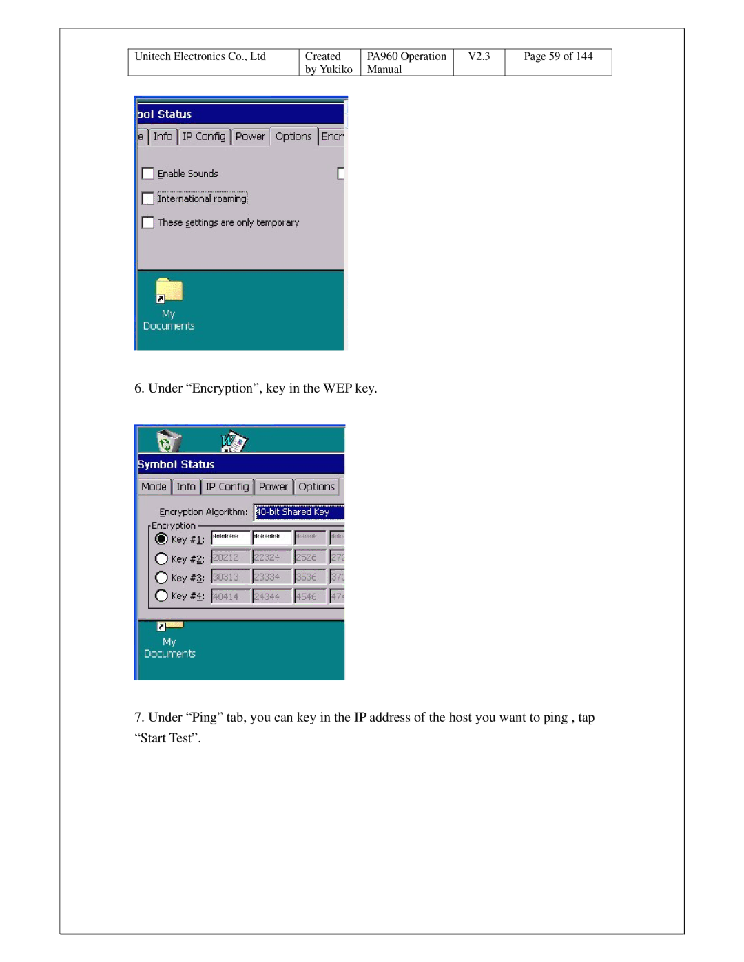 Unitech PA960 operation manual Created 