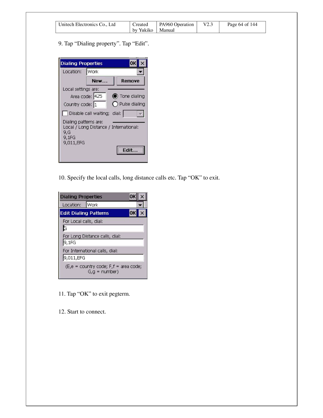 Unitech operation manual Created PA960 Operation V2.3 By Yukiko Manual 