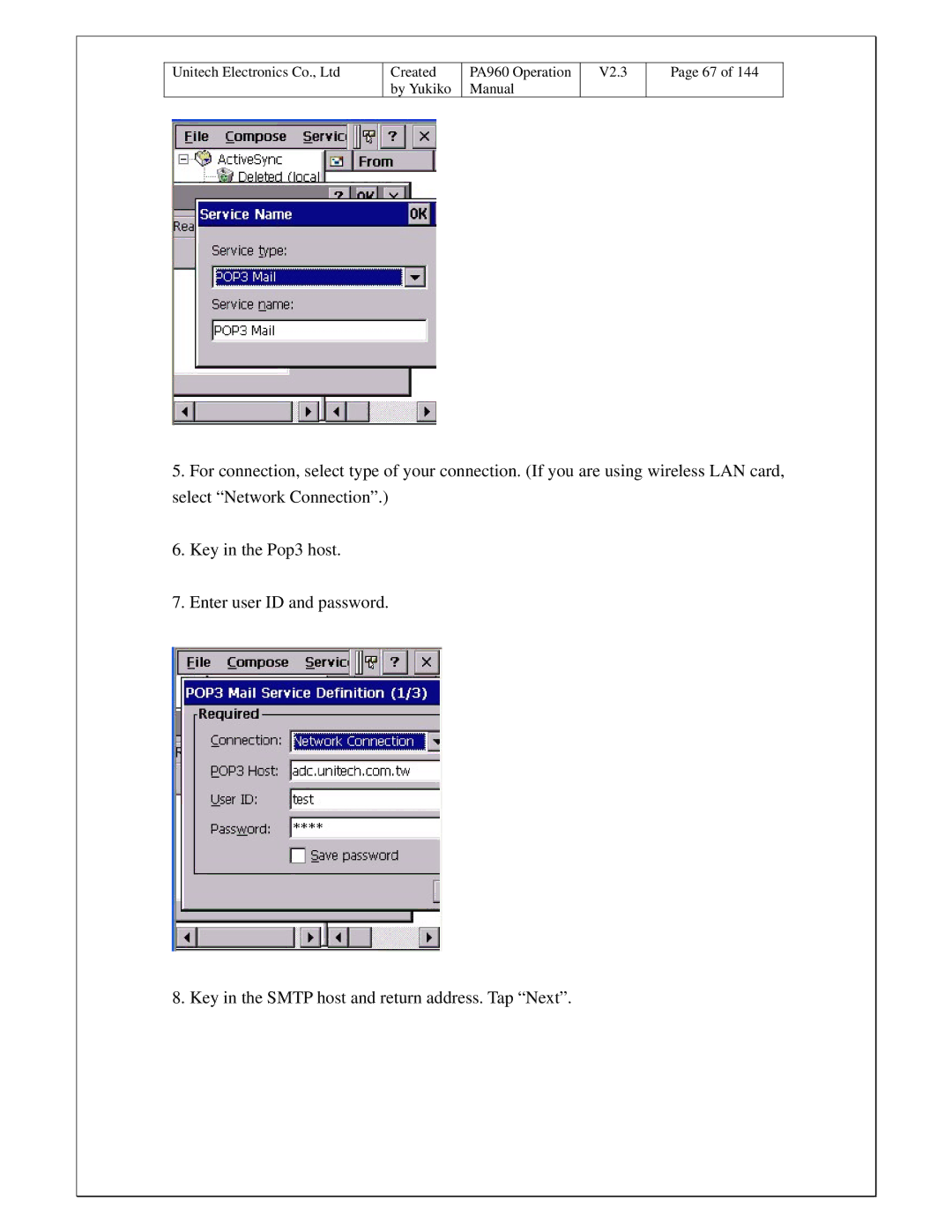 Unitech PA960 operation manual Created 