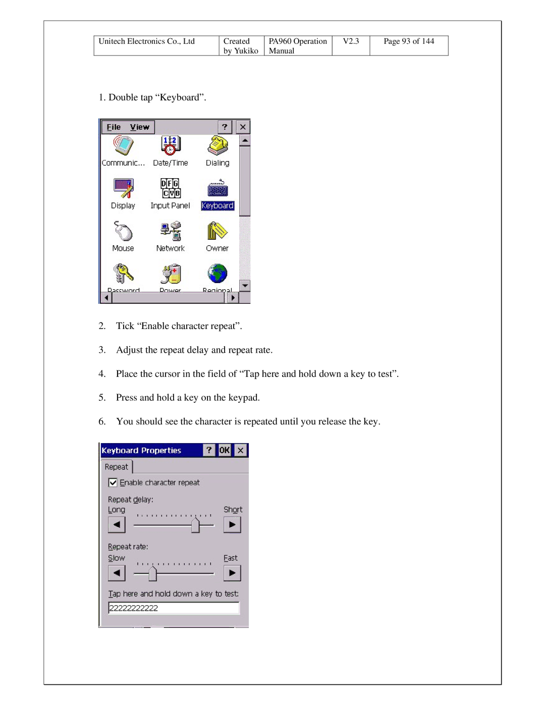 Unitech operation manual Created PA960 Operation V2.3 By Yukiko Manual 