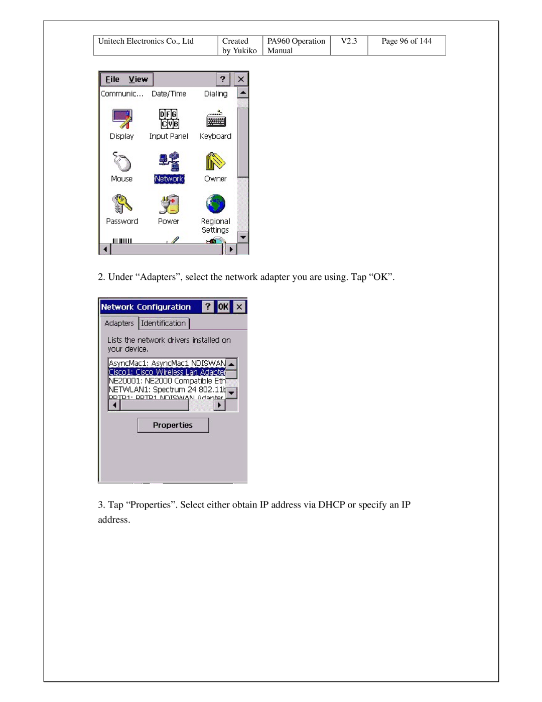 Unitech PA960 operation manual Created 