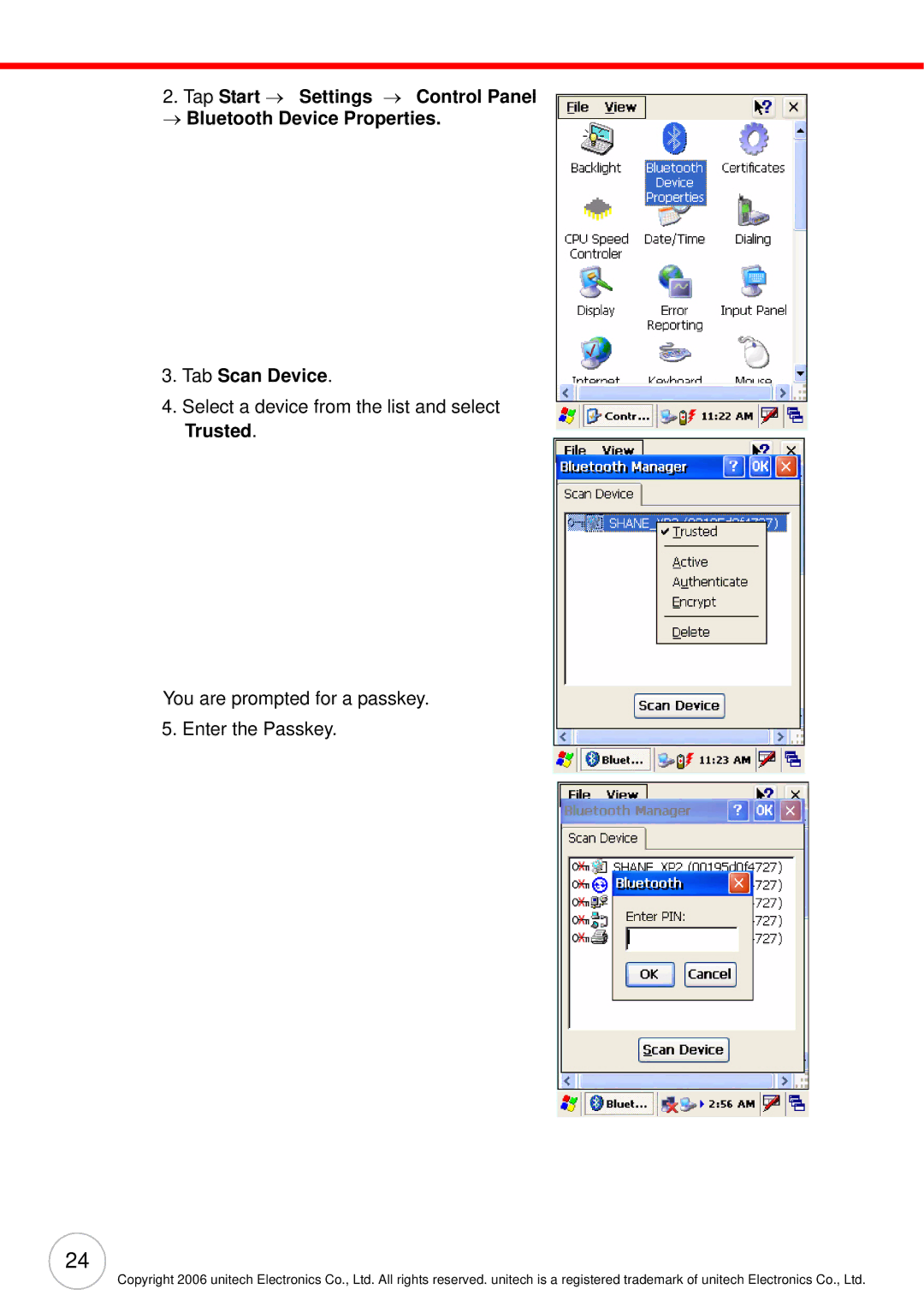 Unitech PA982 user manual 