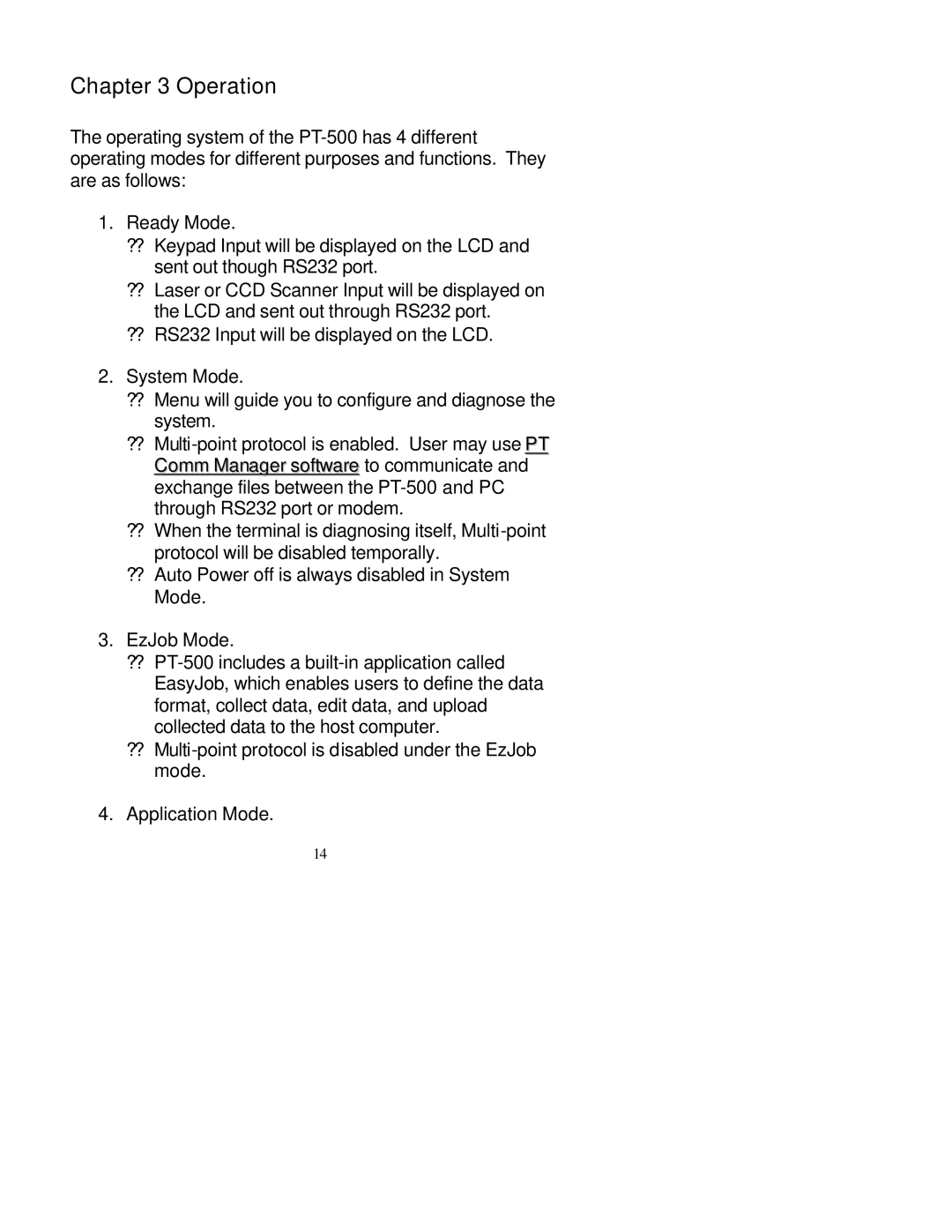 Unitech PT-500 manual Operation 