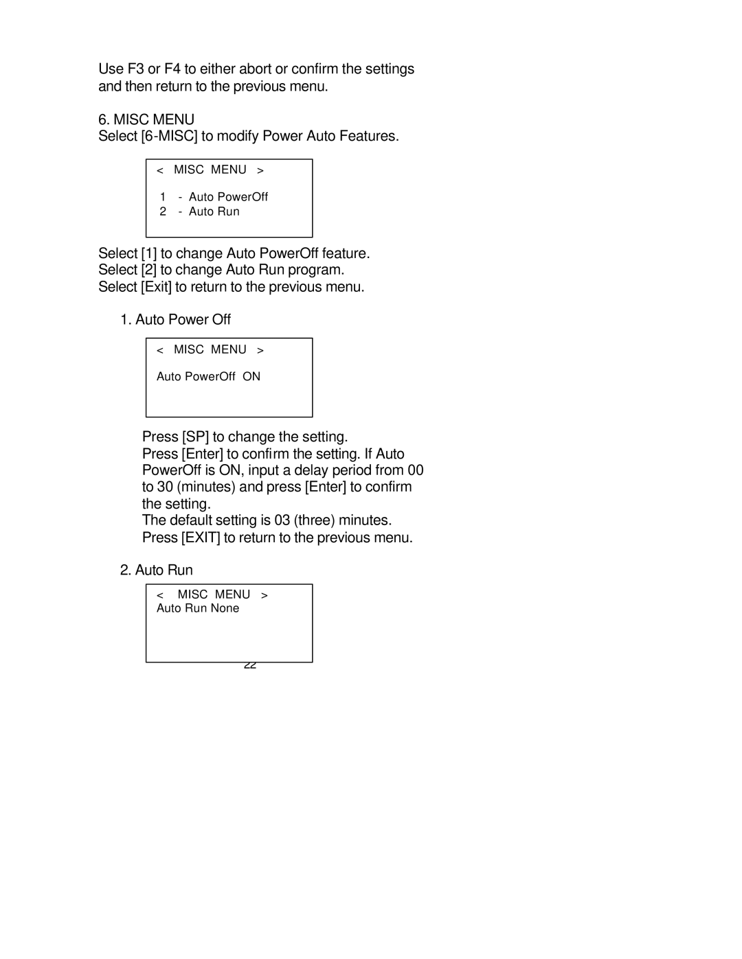 Unitech PT-500 manual Misc Menu 