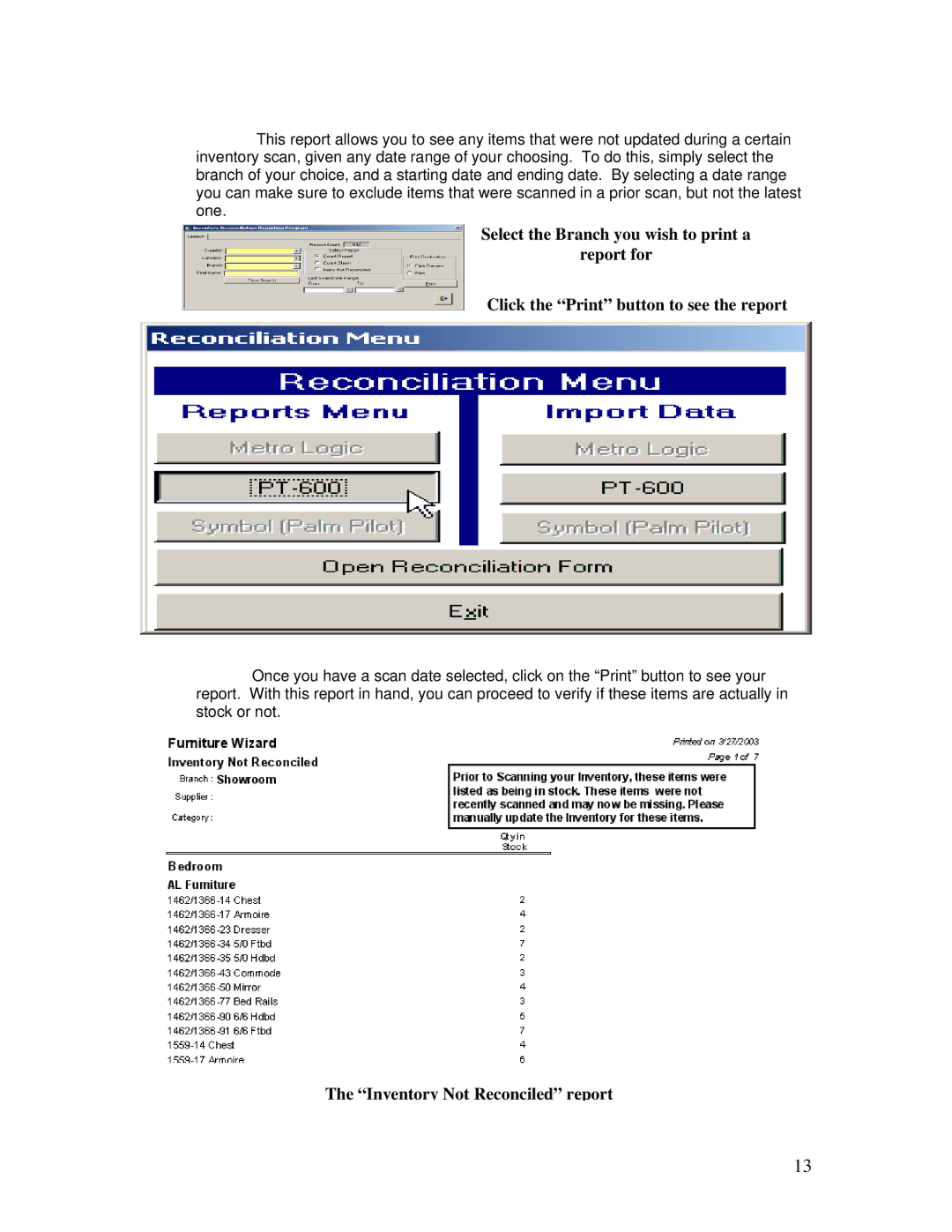 Unitech PT600/630 manual Inventory Not Reconciled report 
