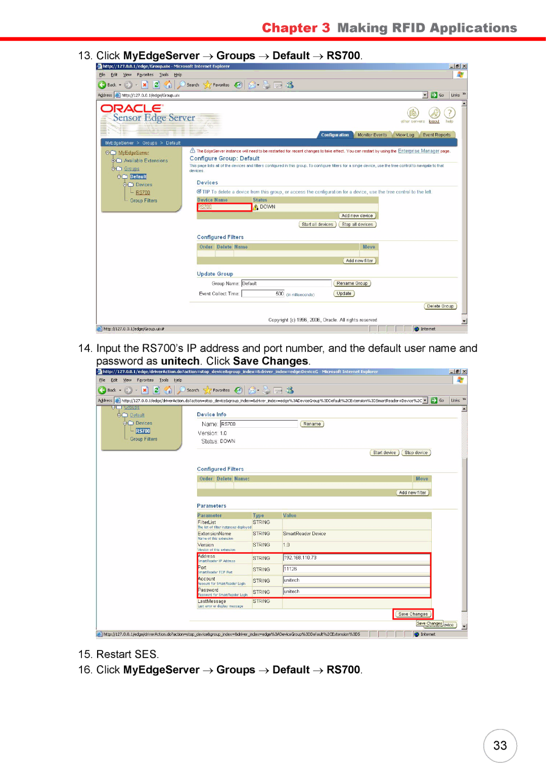 Unitech user manual Click MyEdgeServer → Groups → Default → RS700 