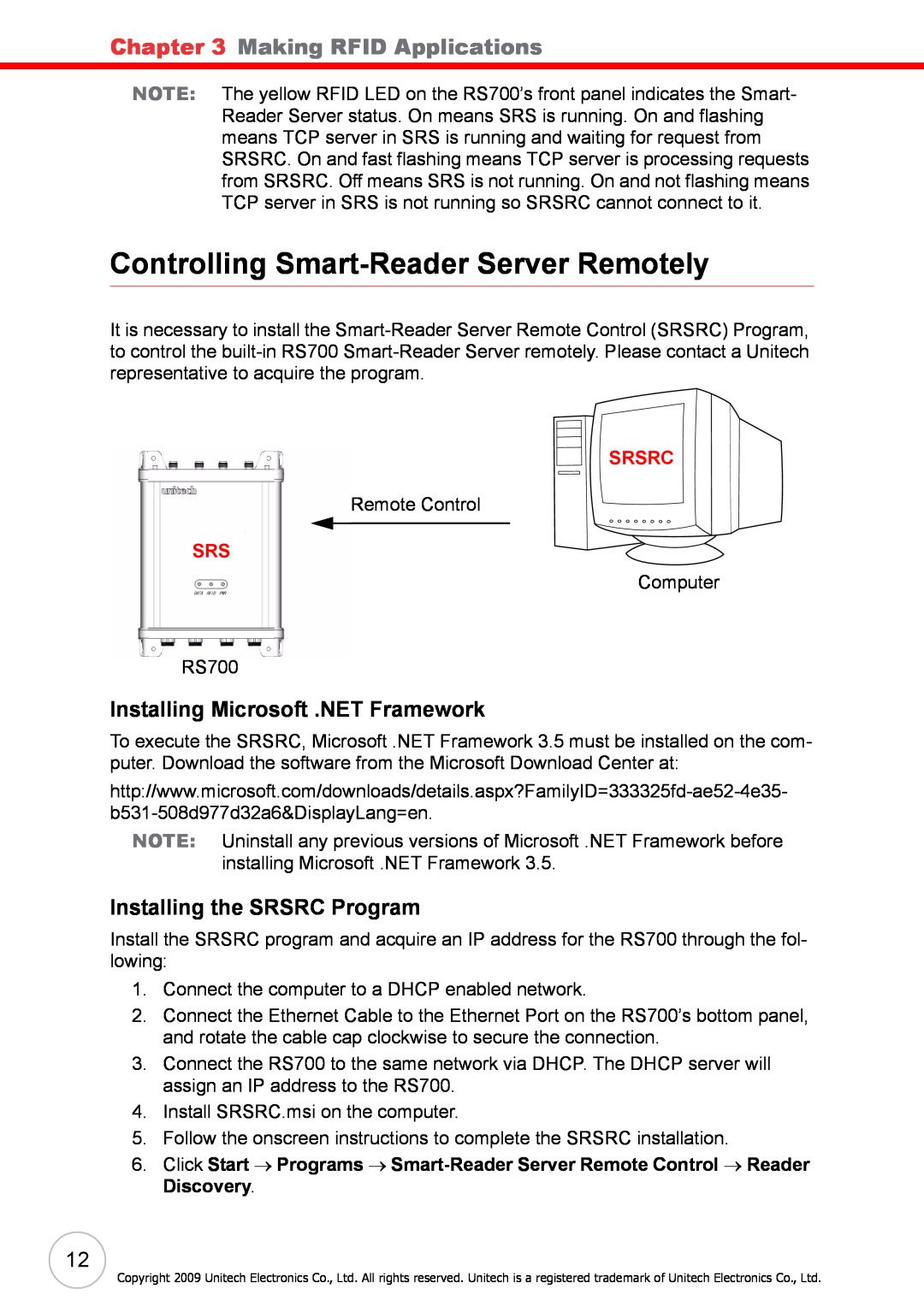 Unitech RS700 Controlling Smart-Reader Server Remotely, Making RFID Applications, Installing Microsoft .NET Framework 