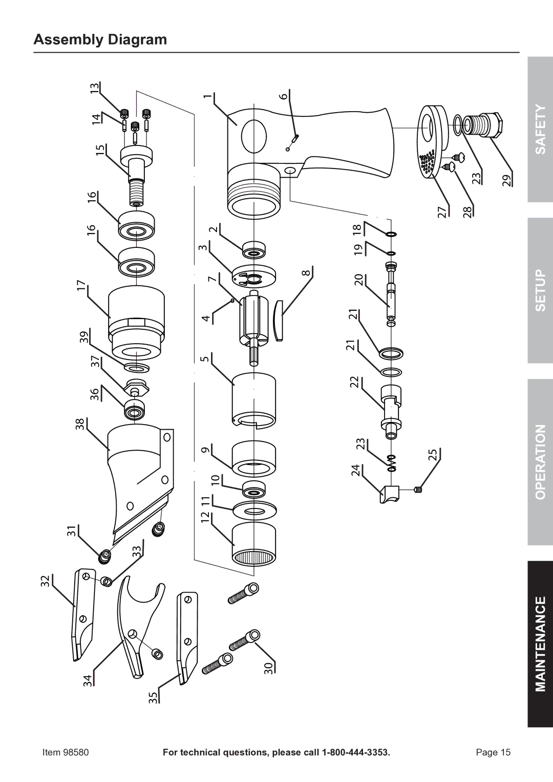 United States Pumice Company 98580 manual Assembly Diagram 