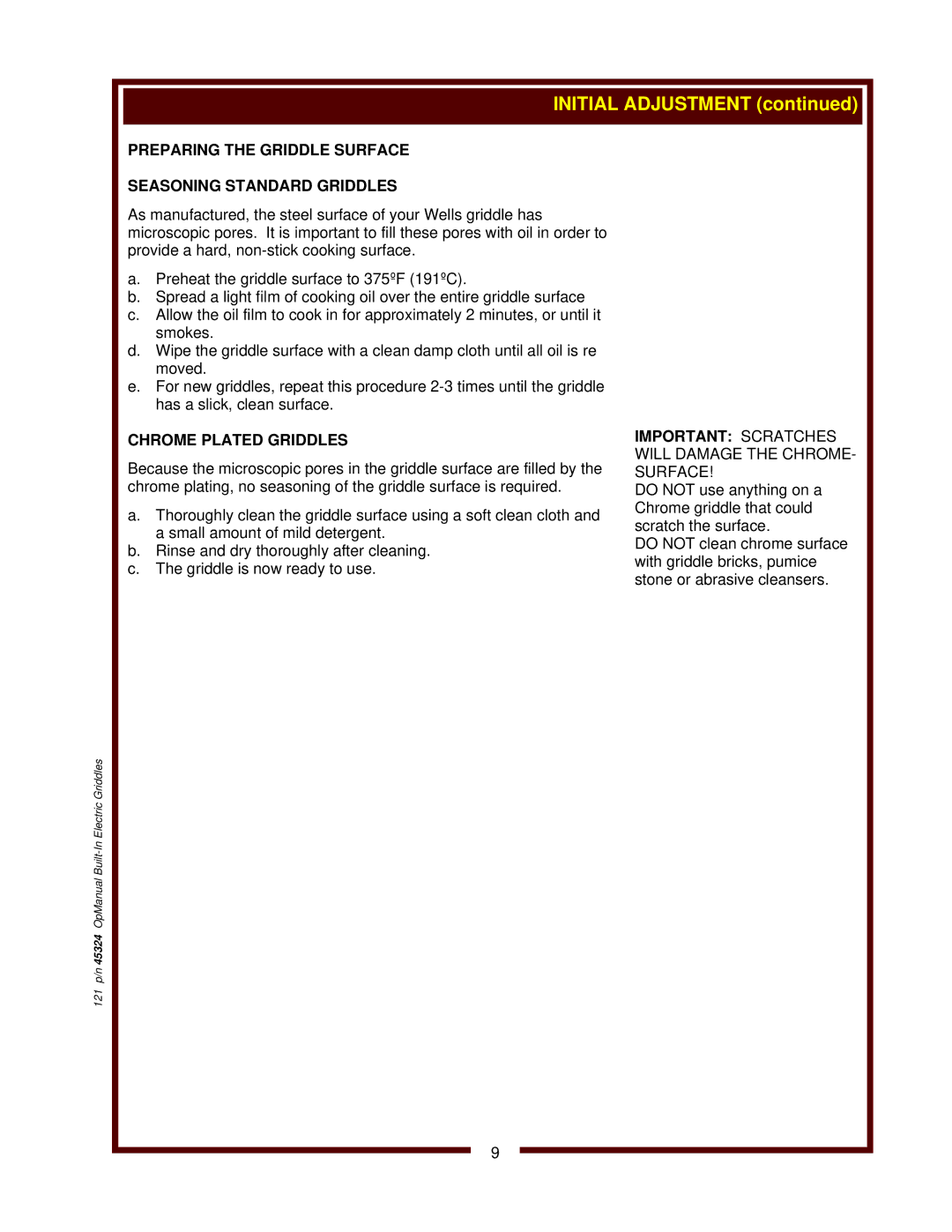 United States Pumice Company WG-3048G, WG-2424G, WG-3036G, WG-2436G manual Important Scratches will Damage the CHROME- Surface 