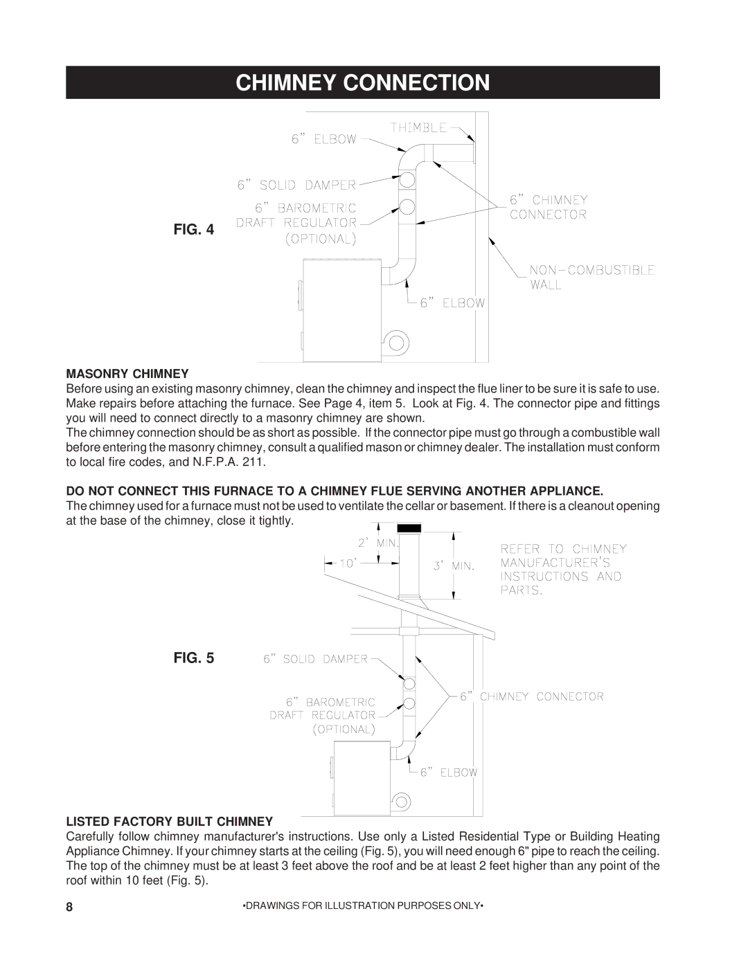 United States Stove 1200Q owner manual Chimney Connection, Masonry Chimney 