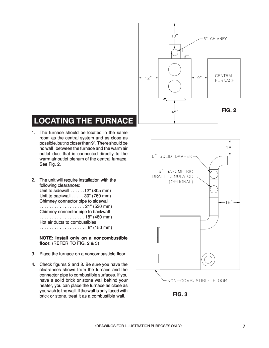 United States Stove 1200Q owner manual Locating The Furnace, Fig. Fig 