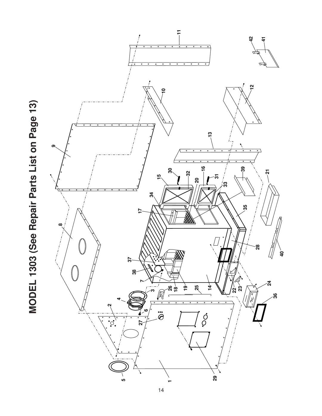 United States Stove AIR warranty Model 1303 See Repair Parts List on 