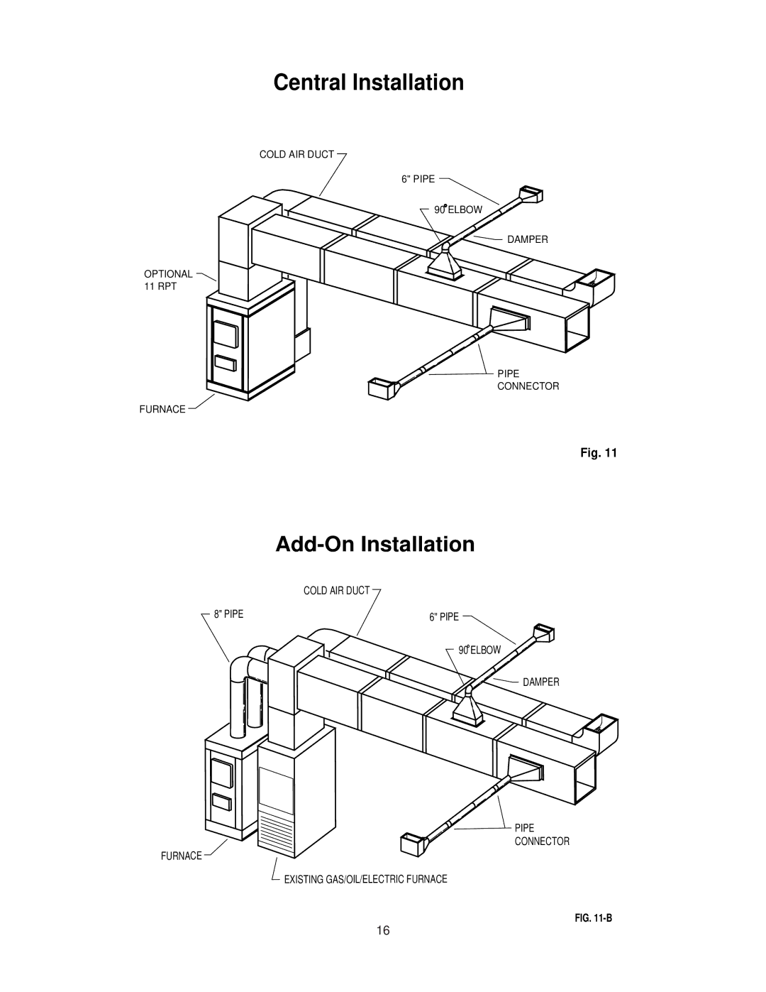 United States Stove 1303, AIR warranty Central Installation 