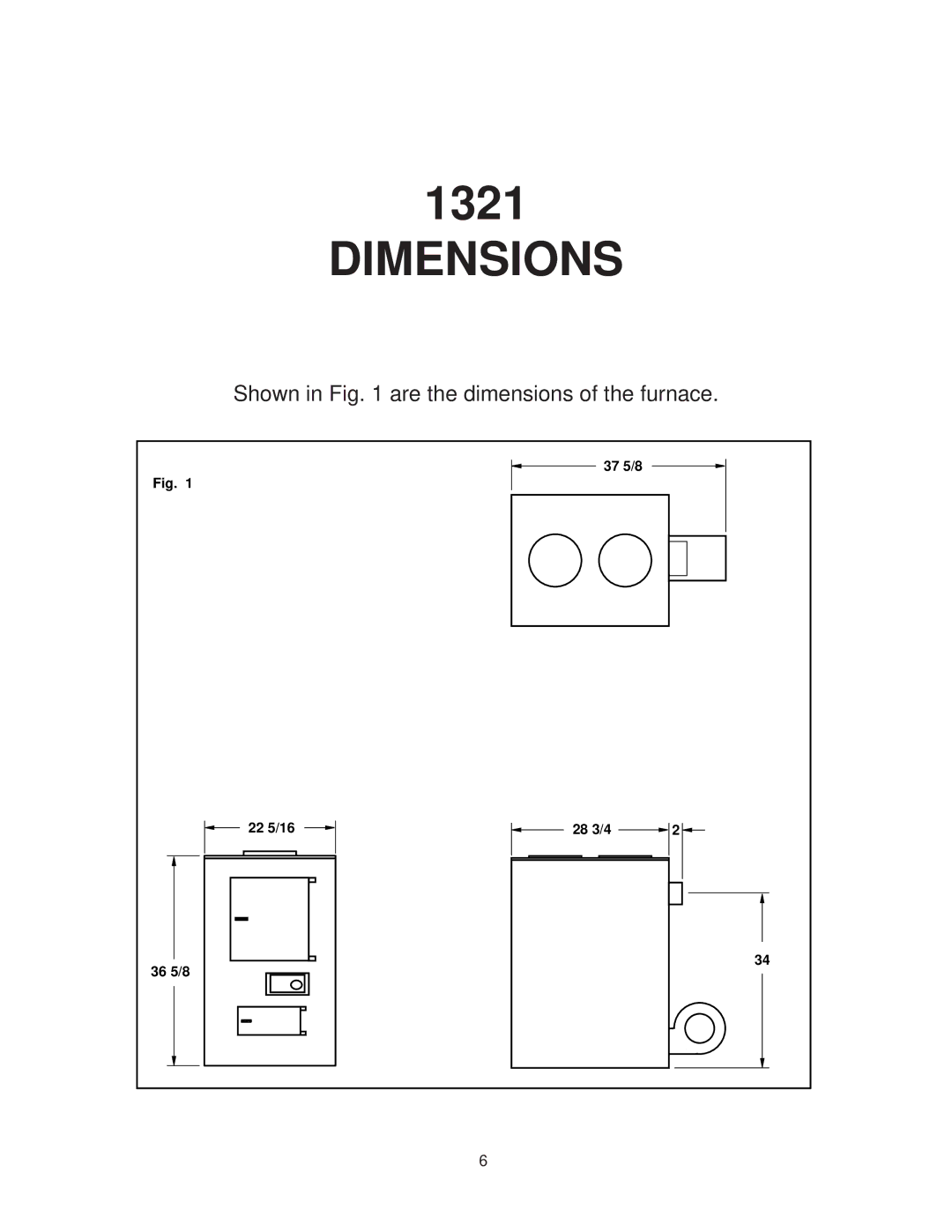 United States Stove 1321 warranty Dimensions 