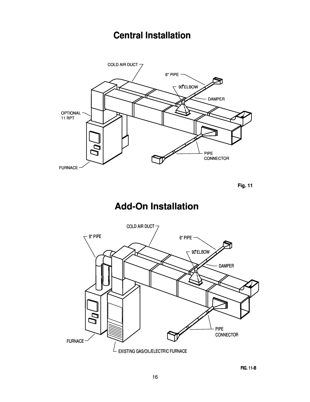 United States Stove 1321 Central Installation, Add-OnInstallation, Elbow Damper Pipe Connector Furnace, Cold Air Duct 