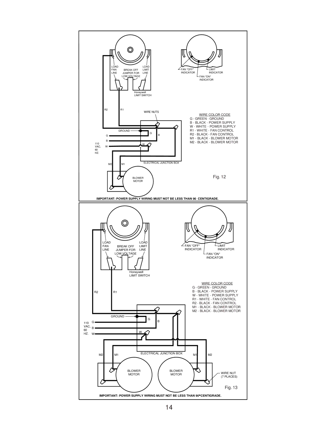 United States Stove 1400, 1300 owner manual Wire Color Code 