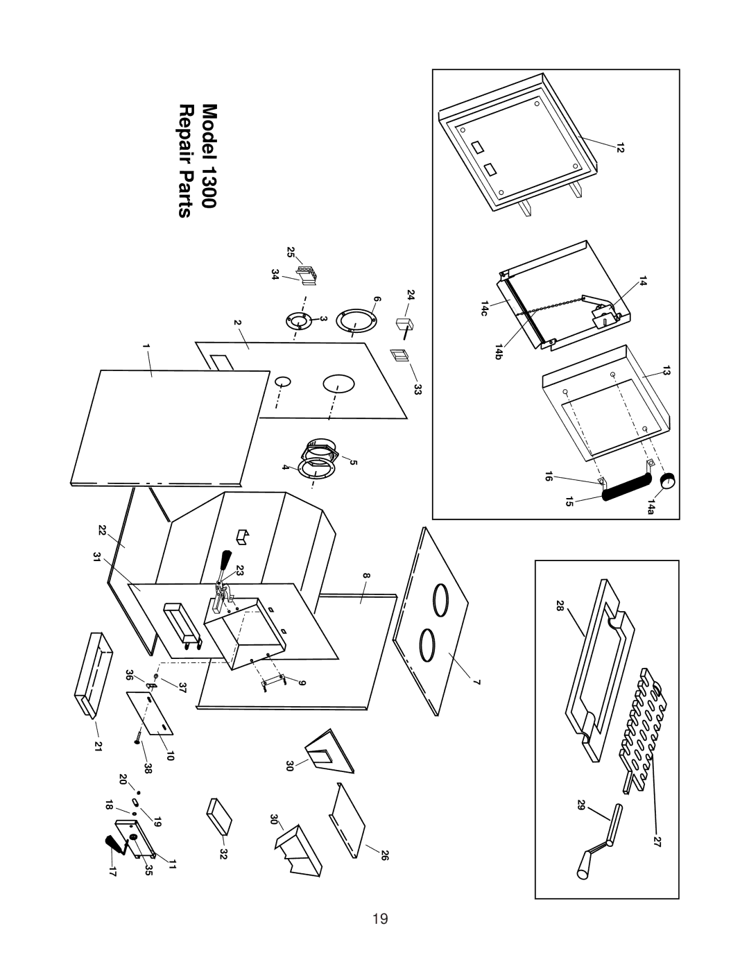 United States Stove 1300, 1400 owner manual 14c 14b 14a 