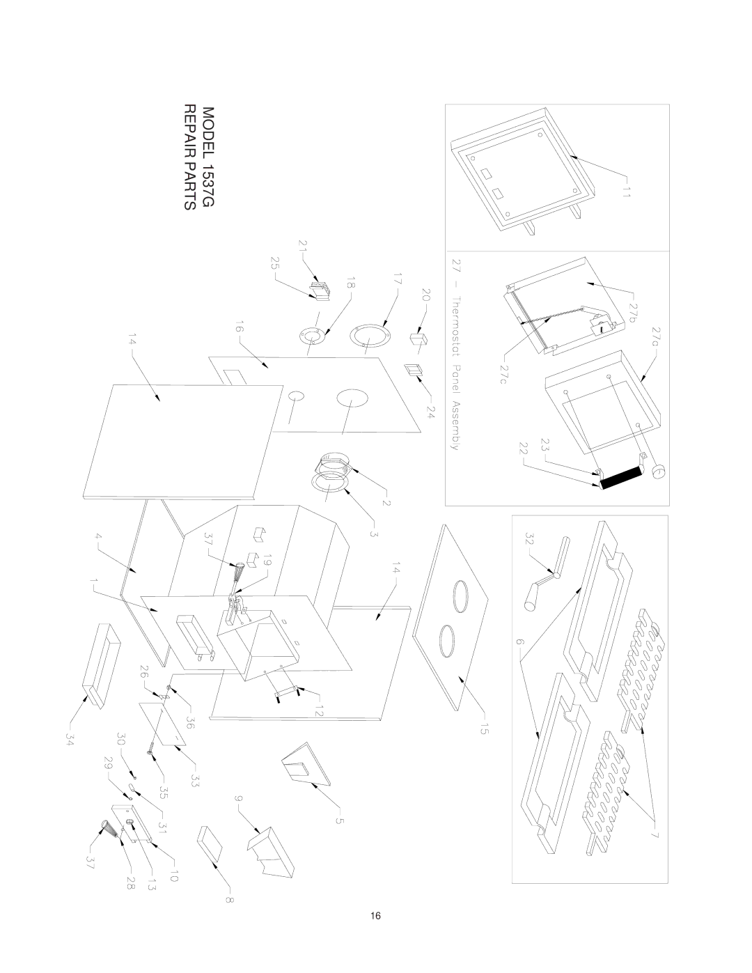 United States Stove owner manual Model 1537G Repair Parts 