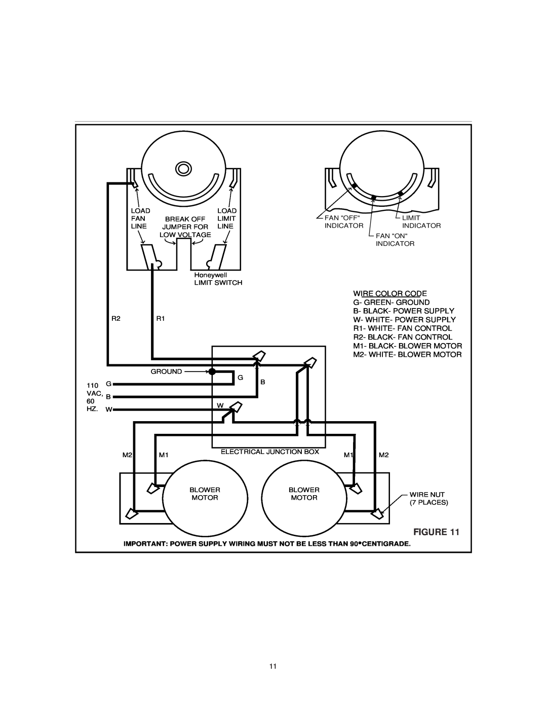 United States Stove 1537G owner manual Wire Color Code G- Green- Ground, R2- BLACK- FAN CONTROL M1- BLACK- BLOWER MOTOR 