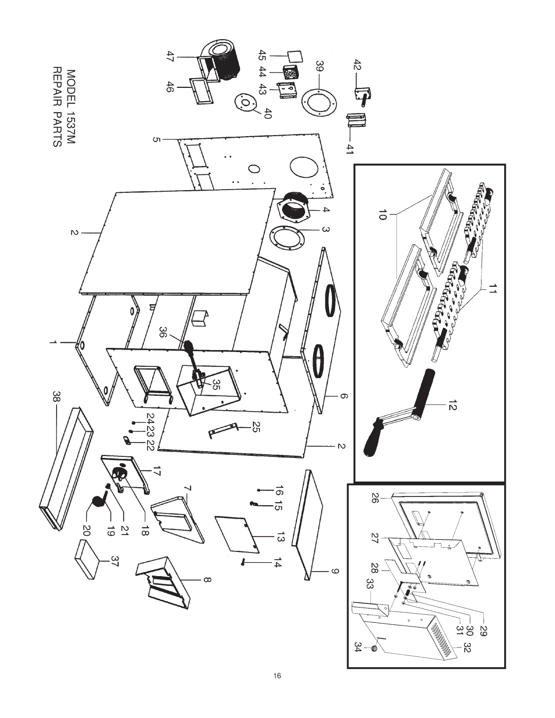 United States Stove owner manual Model 1537M Repair Parts 