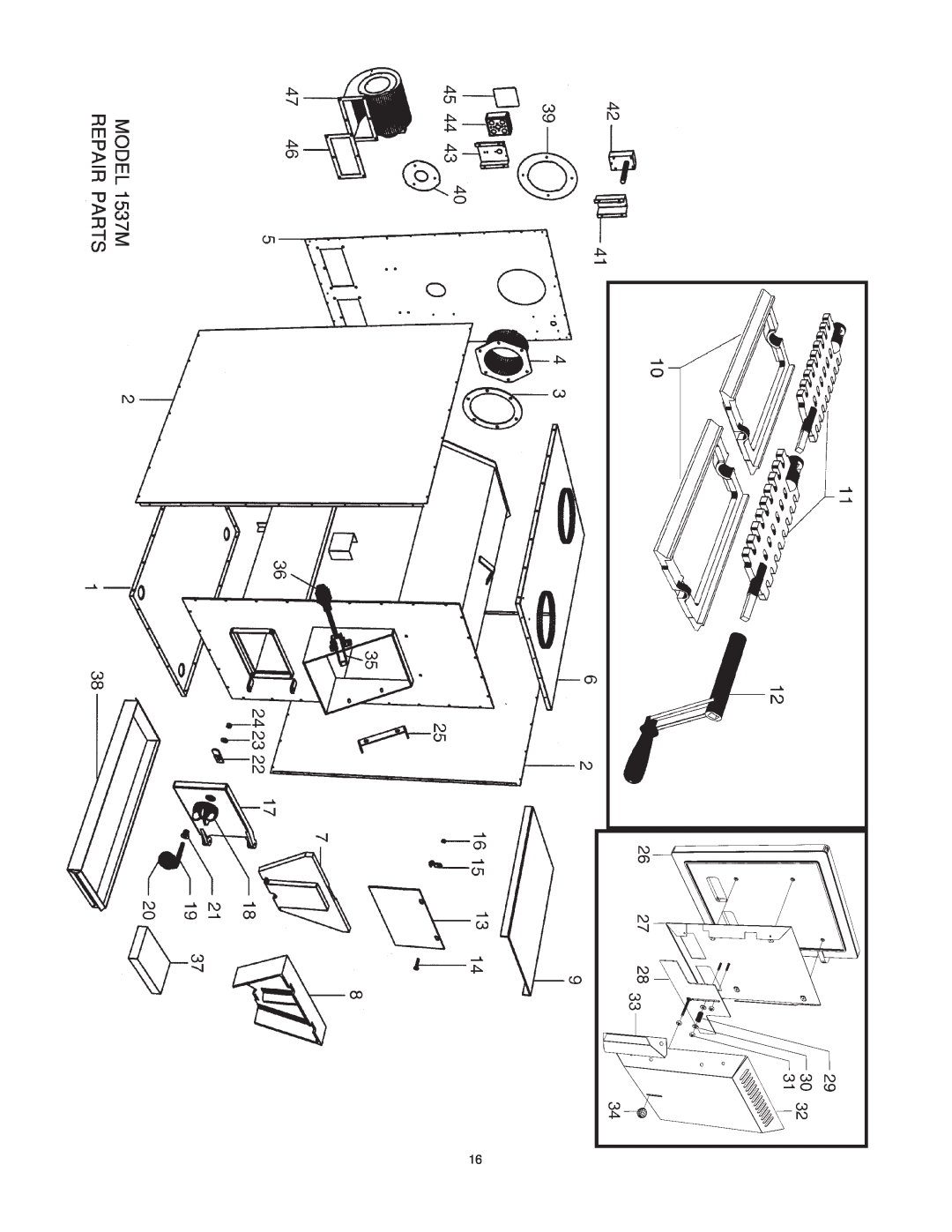 United States Stove owner manual MODEL 1537M REPAIR PARTS 