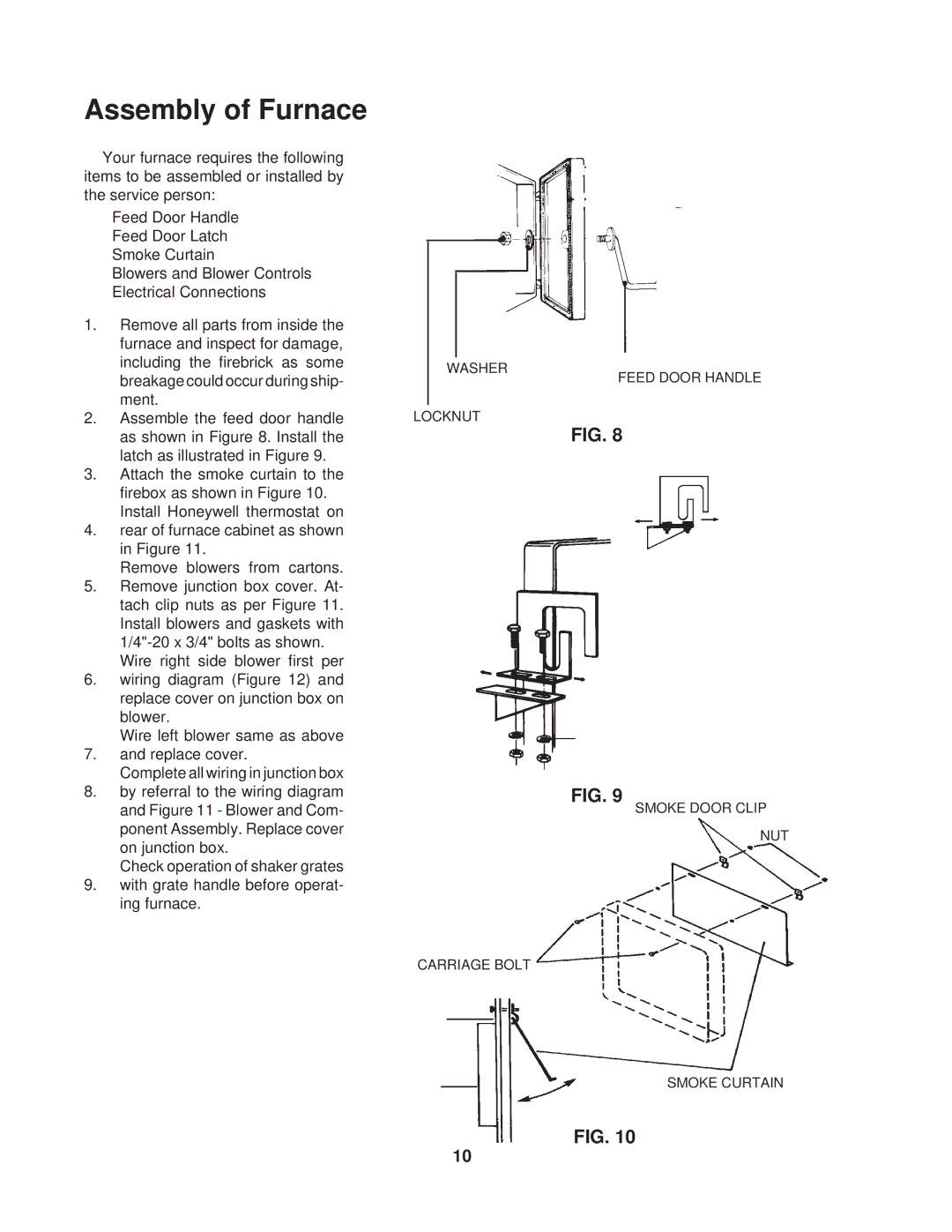 United States Stove 1537Q owner manual Assembly of Furnace 