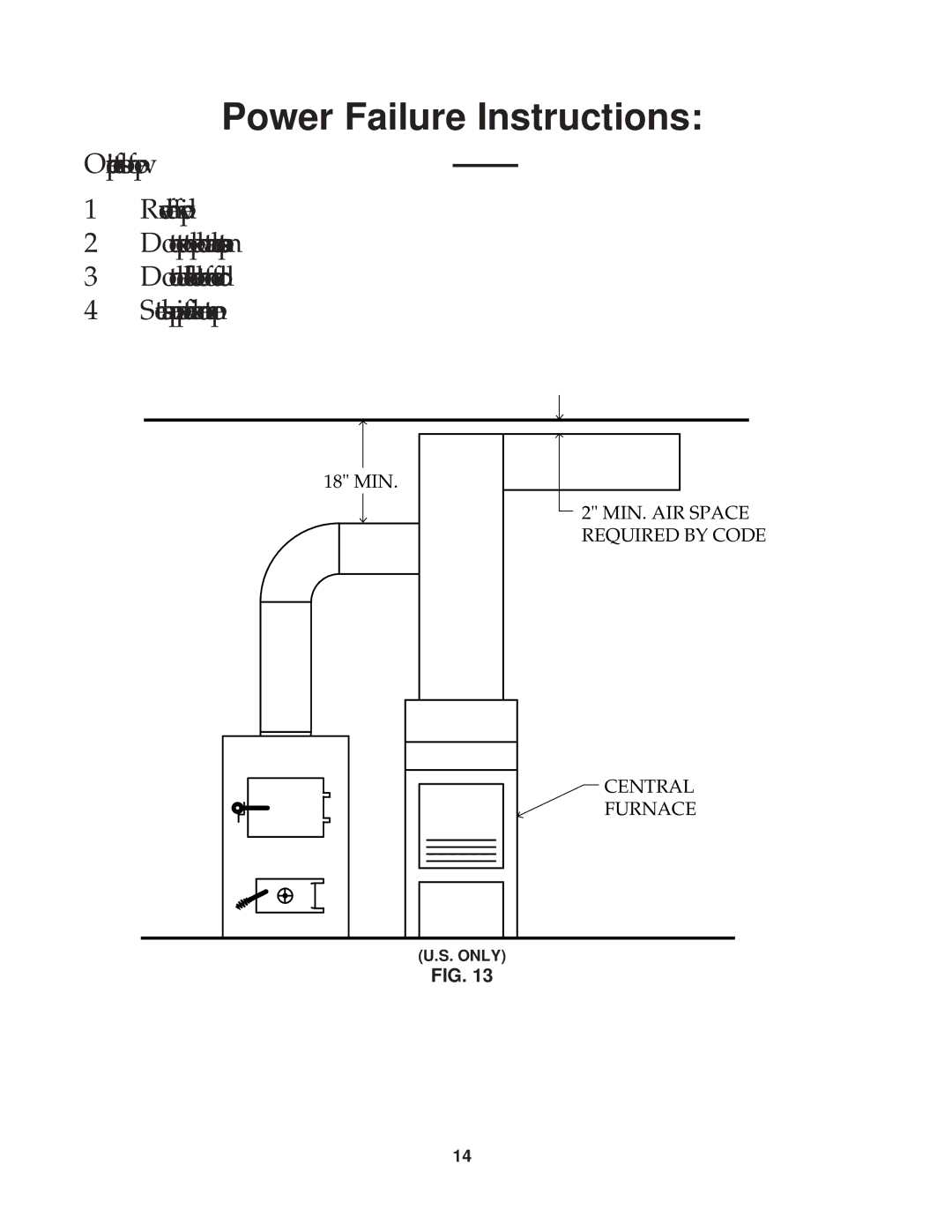 United States Stove 1537Q owner manual Power Failure Instructions 