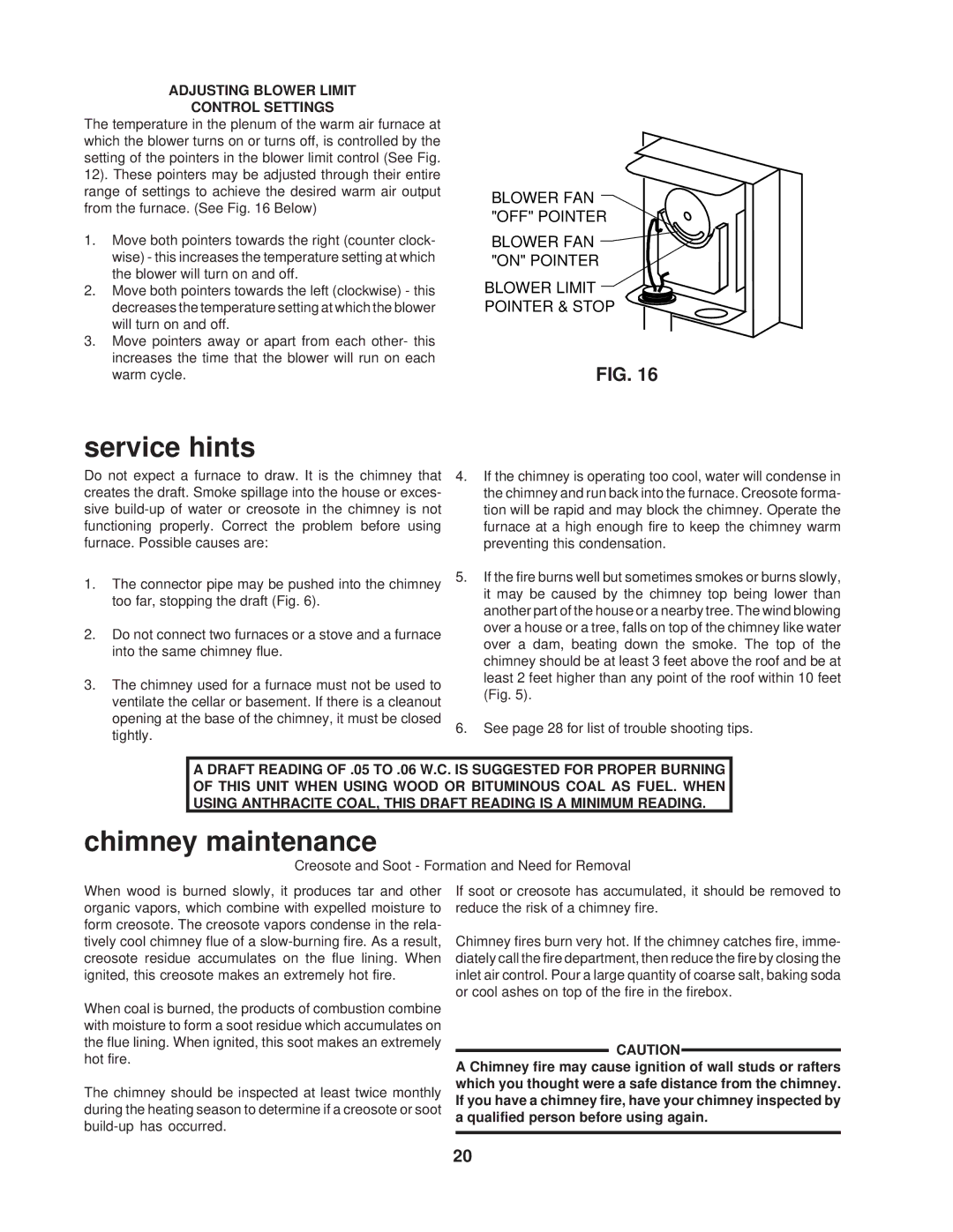 United States Stove 1537Q owner manual Service hints, Chimney maintenance 