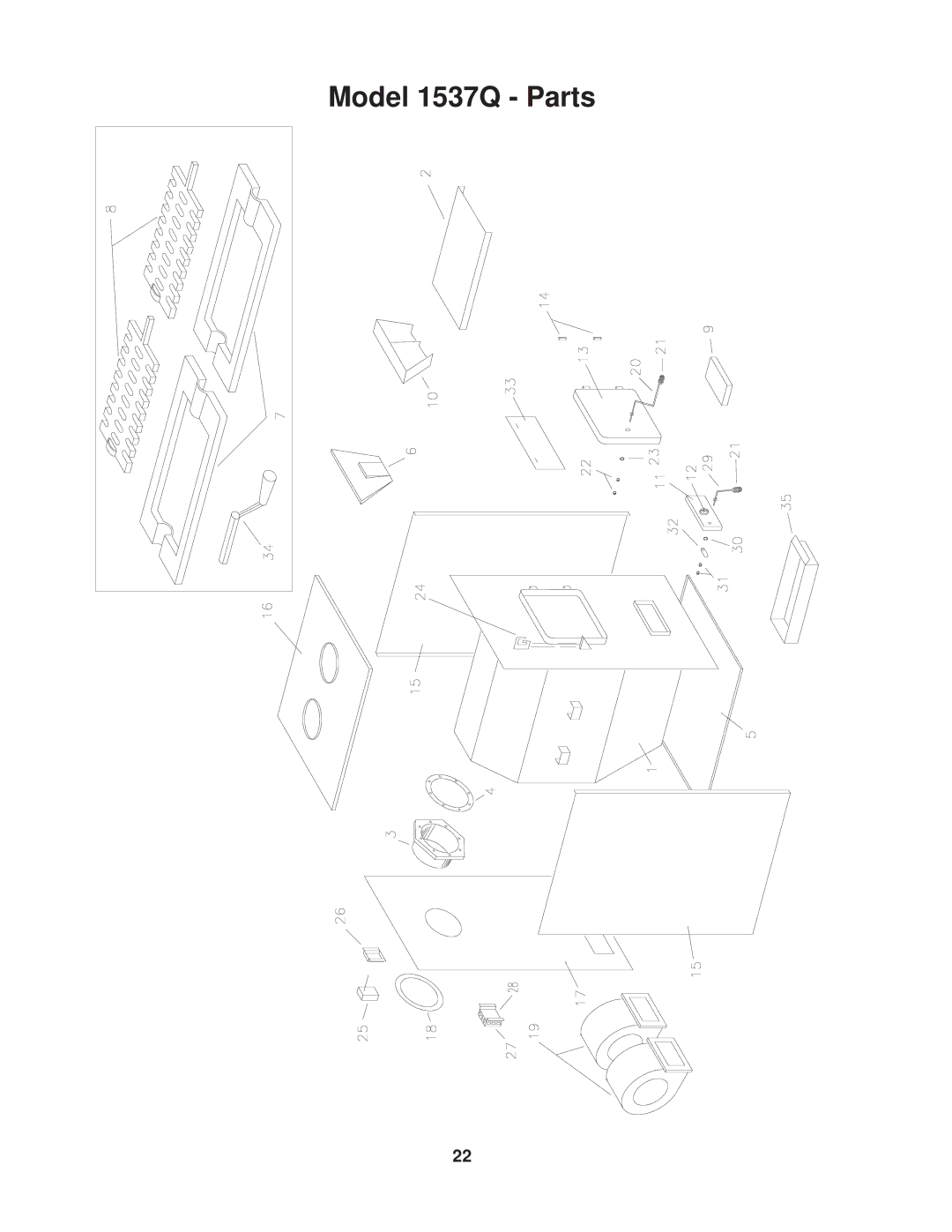 United States Stove owner manual Model 1537Q Parts 