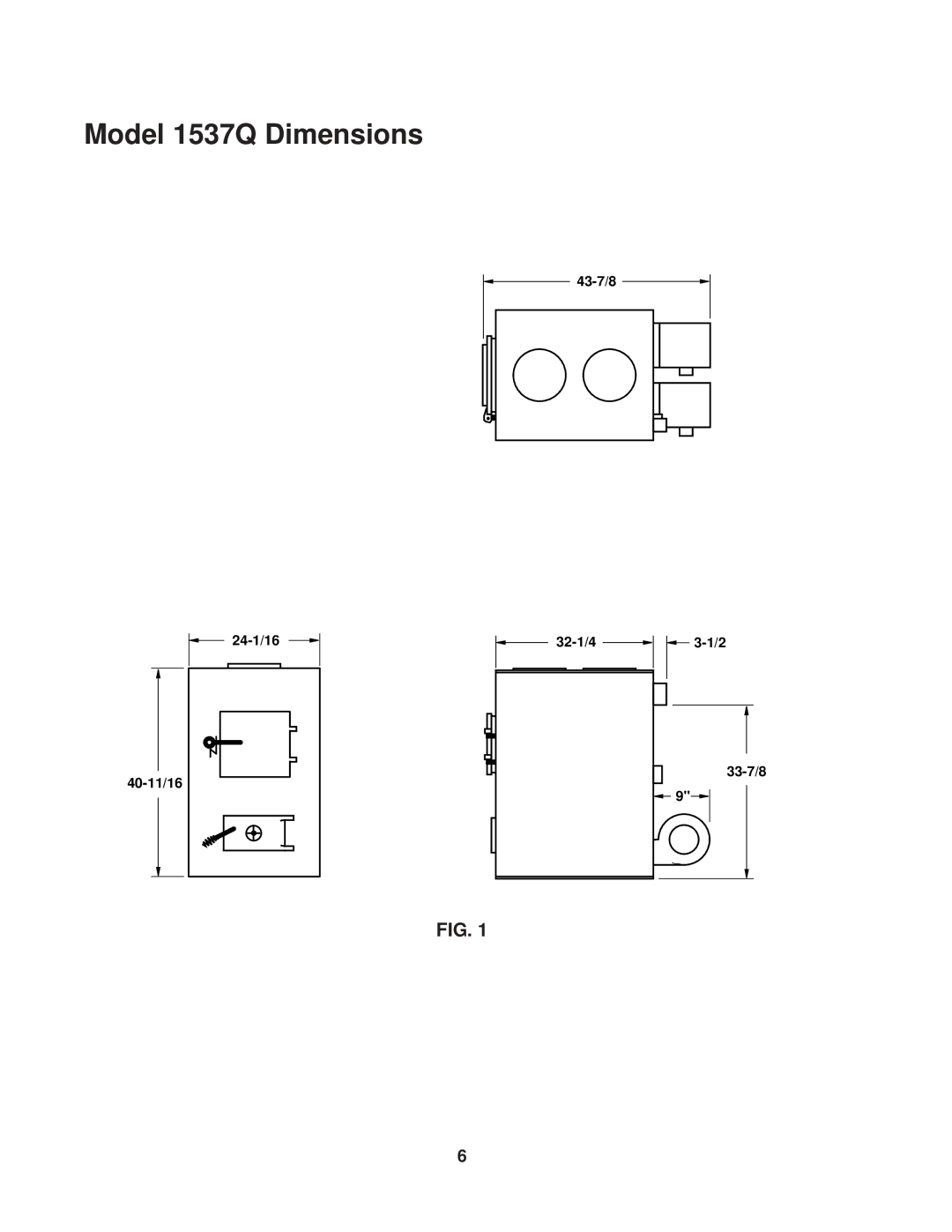 United States Stove owner manual Model 1537Q Dimensions 