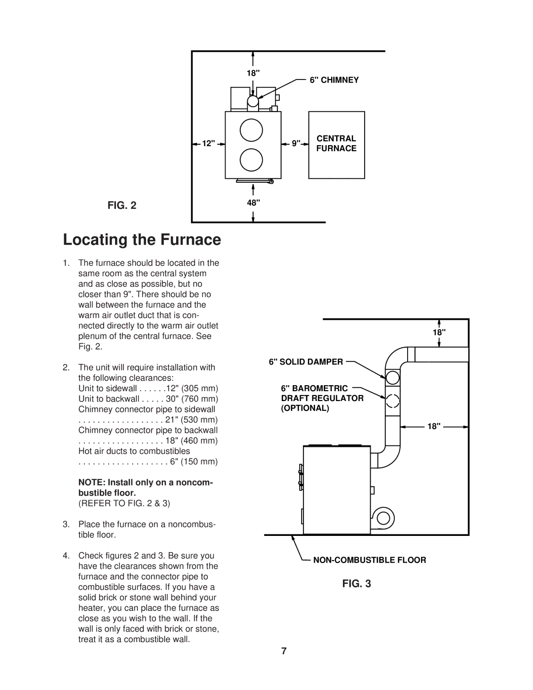 United States Stove 1537Q owner manual Locating the Furnace, Optional 