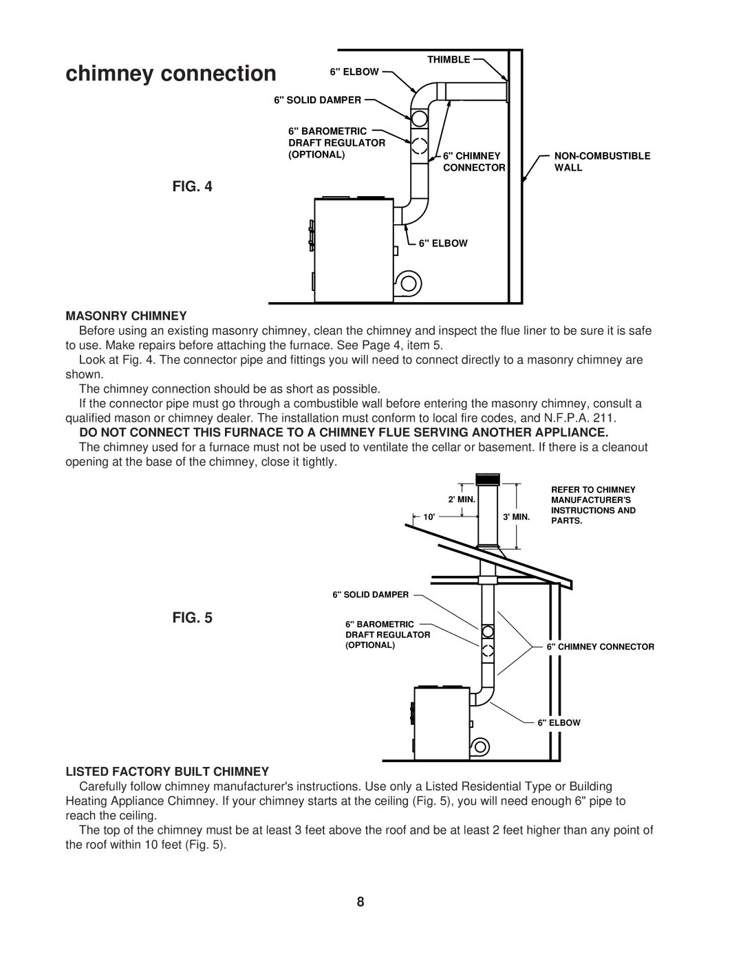 United States Stove 1537Q owner manual Chimney connection, Masonry Chimney 