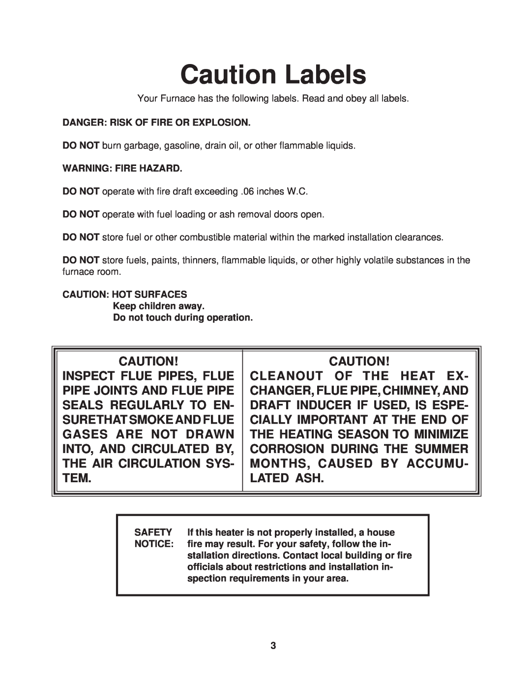 United States Stove 1537Q owner manual Caution Labels 