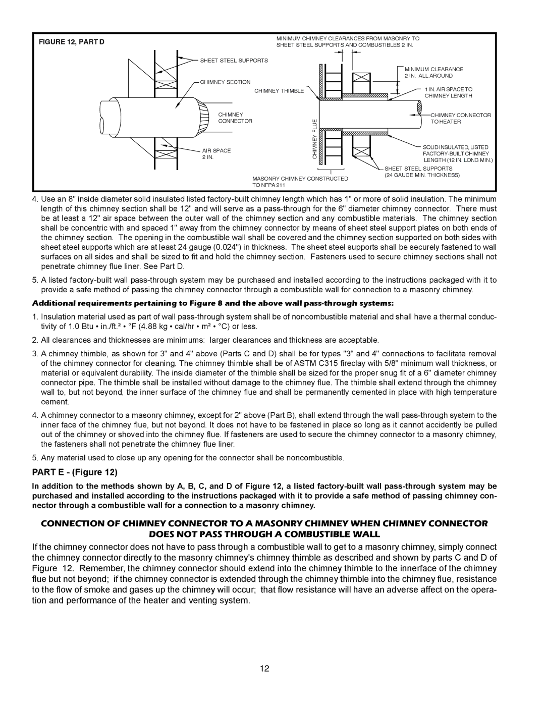 United States Stove 1557M, 1357M owner manual Part E Figure 