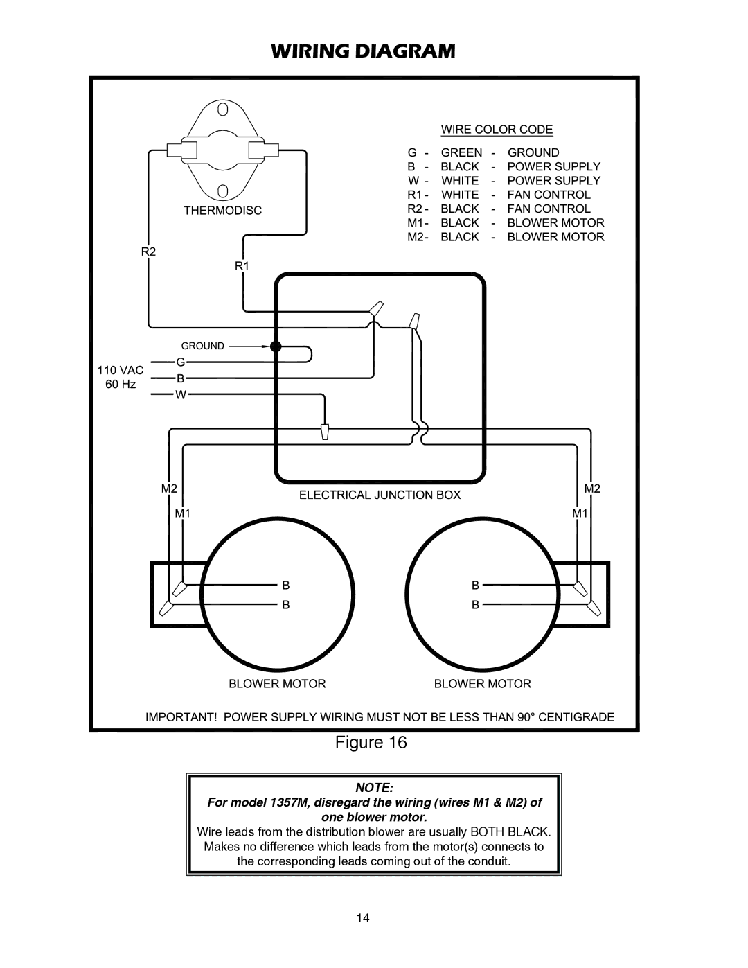 United States Stove 1557M, 1357M owner manual Wiring Diagram 