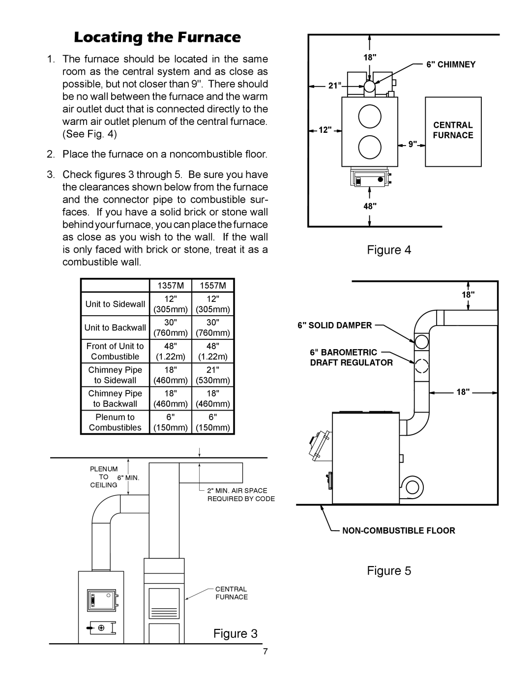 United States Stove 1357M, 1557M owner manual Locating the Furnace, Draft Regulator 