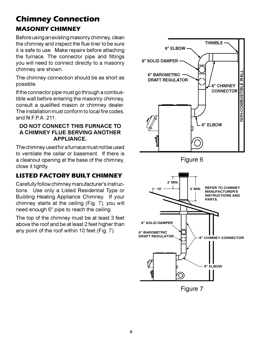 United States Stove 1557M, 1357M owner manual Chimney Connection, Masonry Chimney 