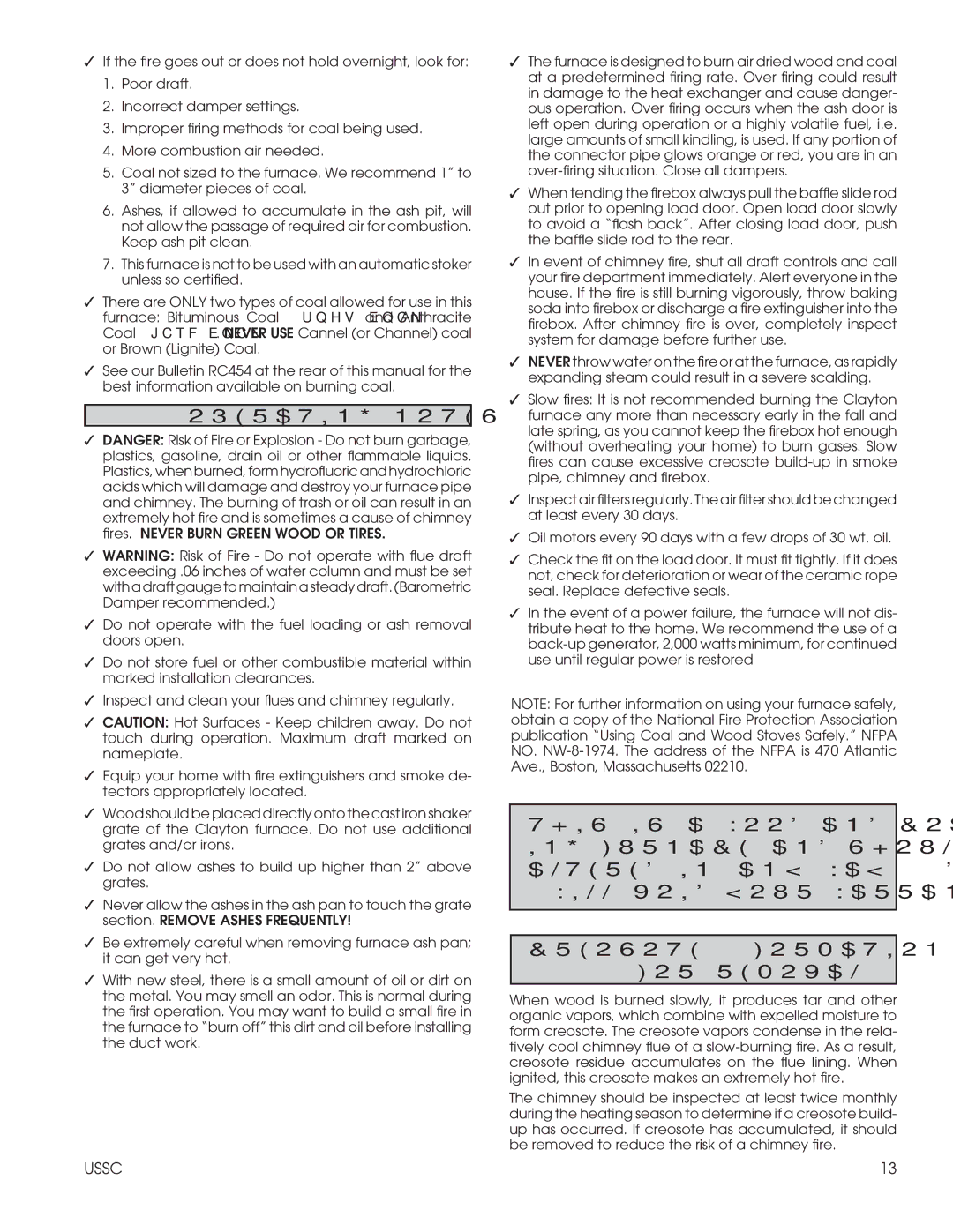 United States Stove 1600EF installation instructions Operating Notes 