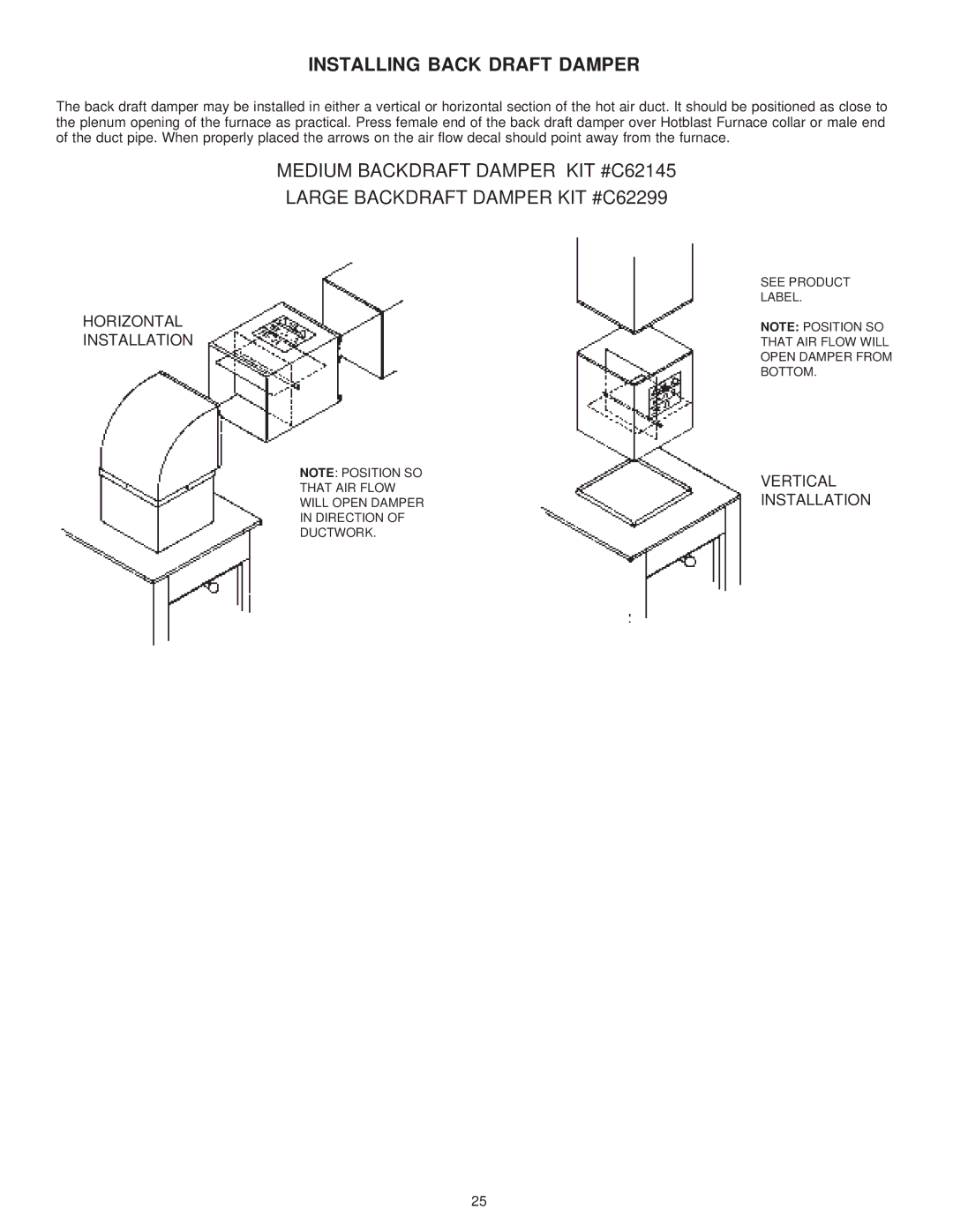 United States Stove 1600, 1800 manual Installing Back Draft Damper 