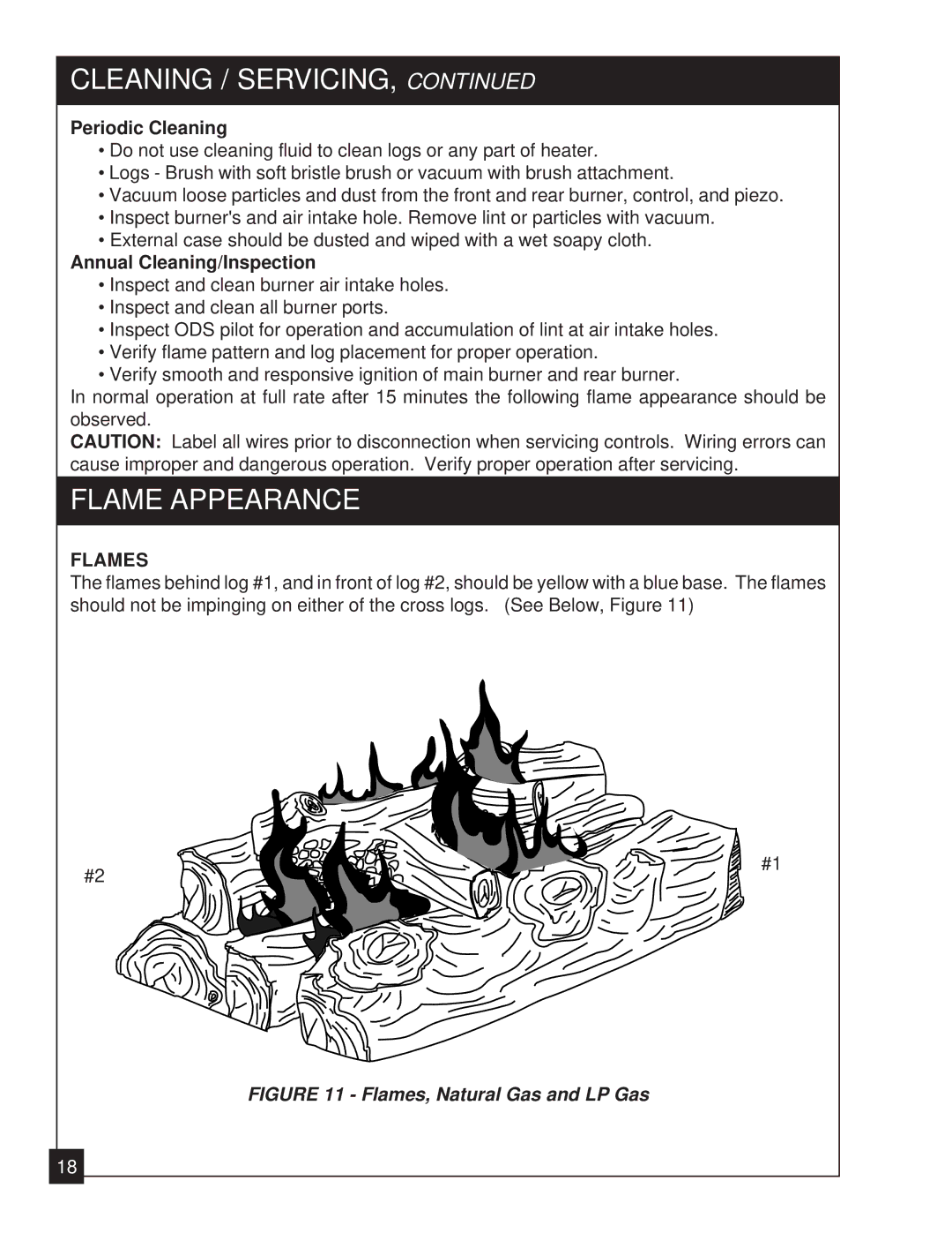 United States Stove 2020L installation manual Flame Appearance, Flames 