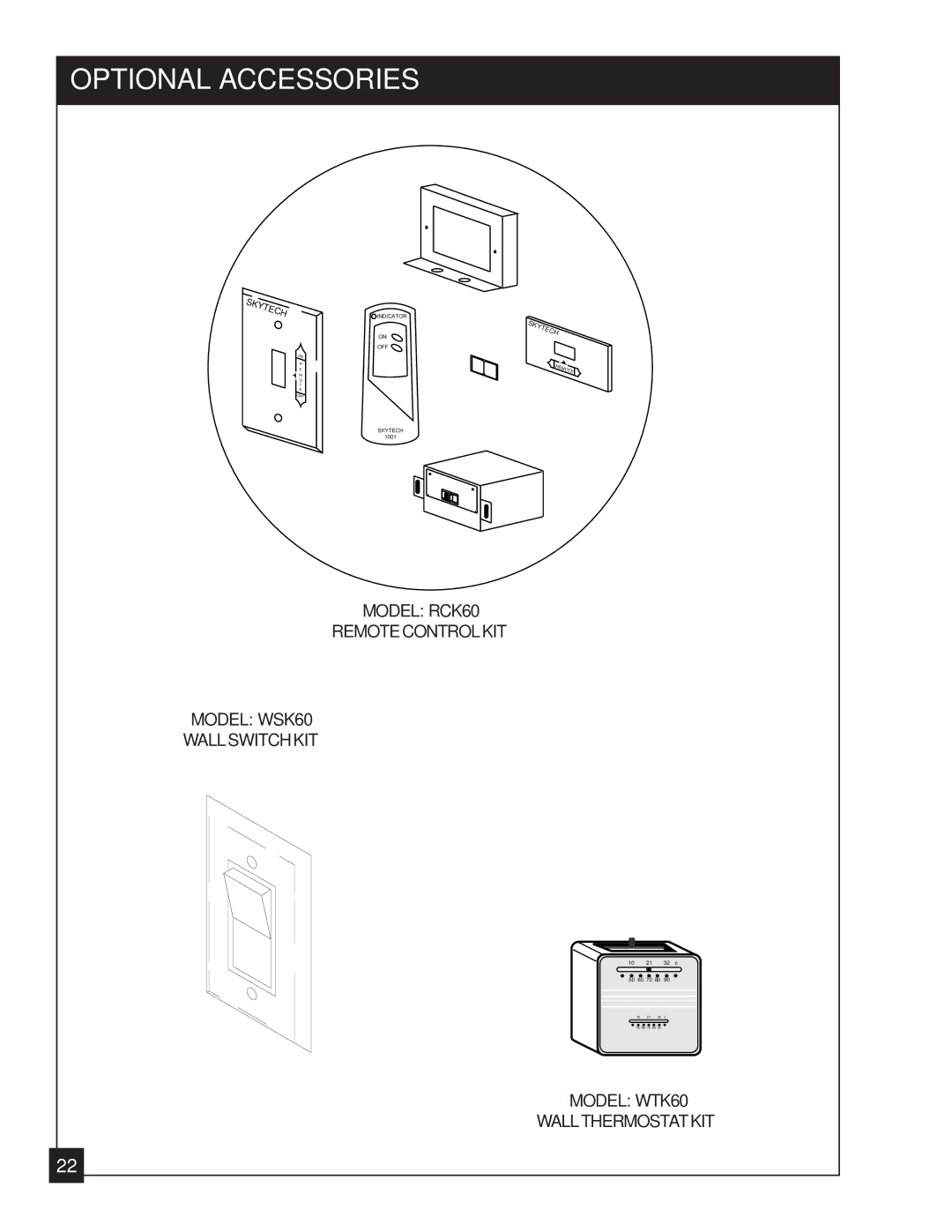 United States Stove 2020L installation manual Optional Accessories 