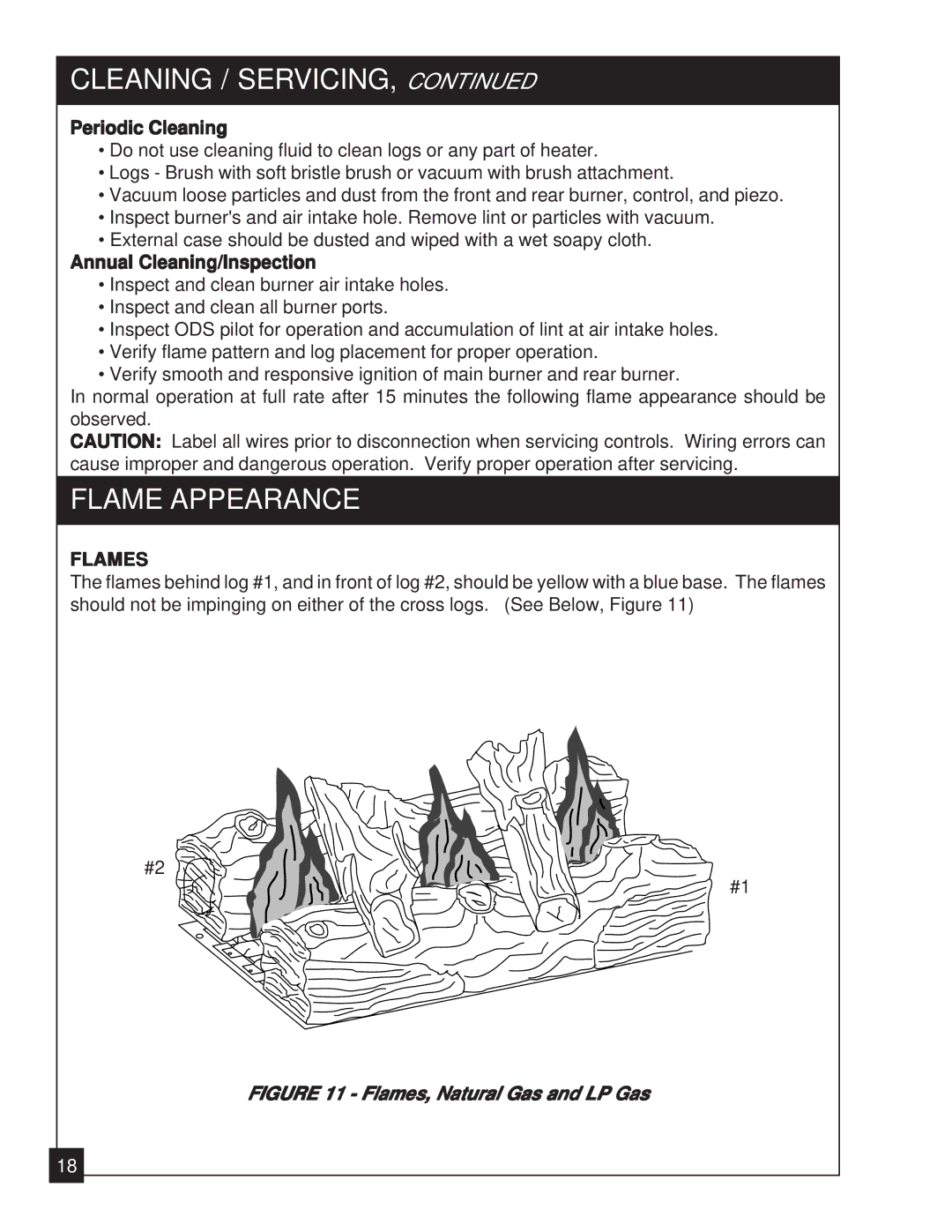 United States Stove 2020N manual Flame Appearance, Flames 